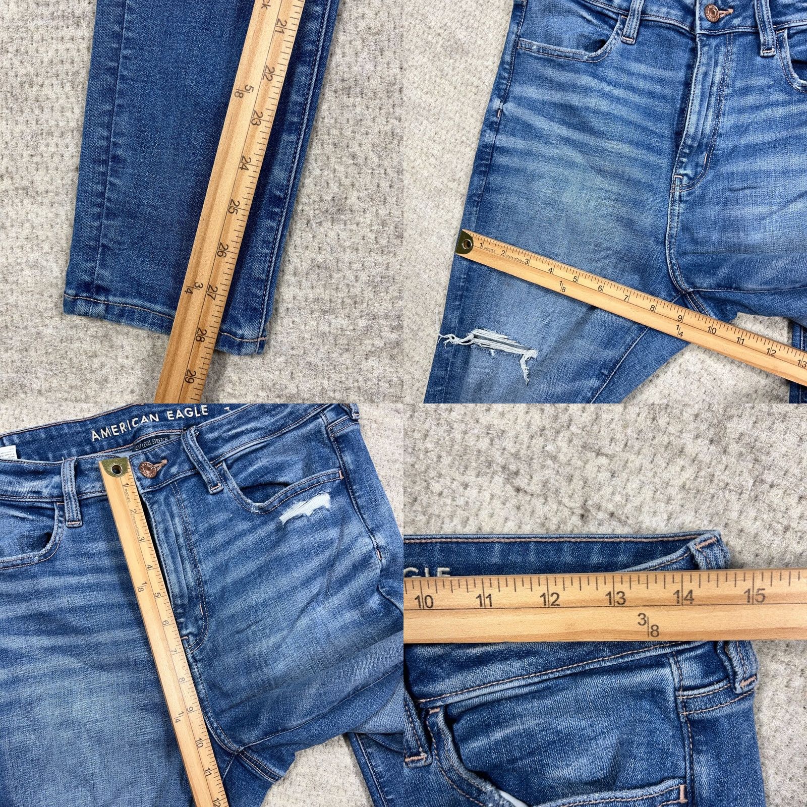 American Eagle Outfitters American Eagle Outfitters Jegging Jeans 10 Denim High Rise 5-Pocket Distressed Blue Women Jeans Mens Women? Size 32" / US 10 / IT 46 - 9 Thumbnail