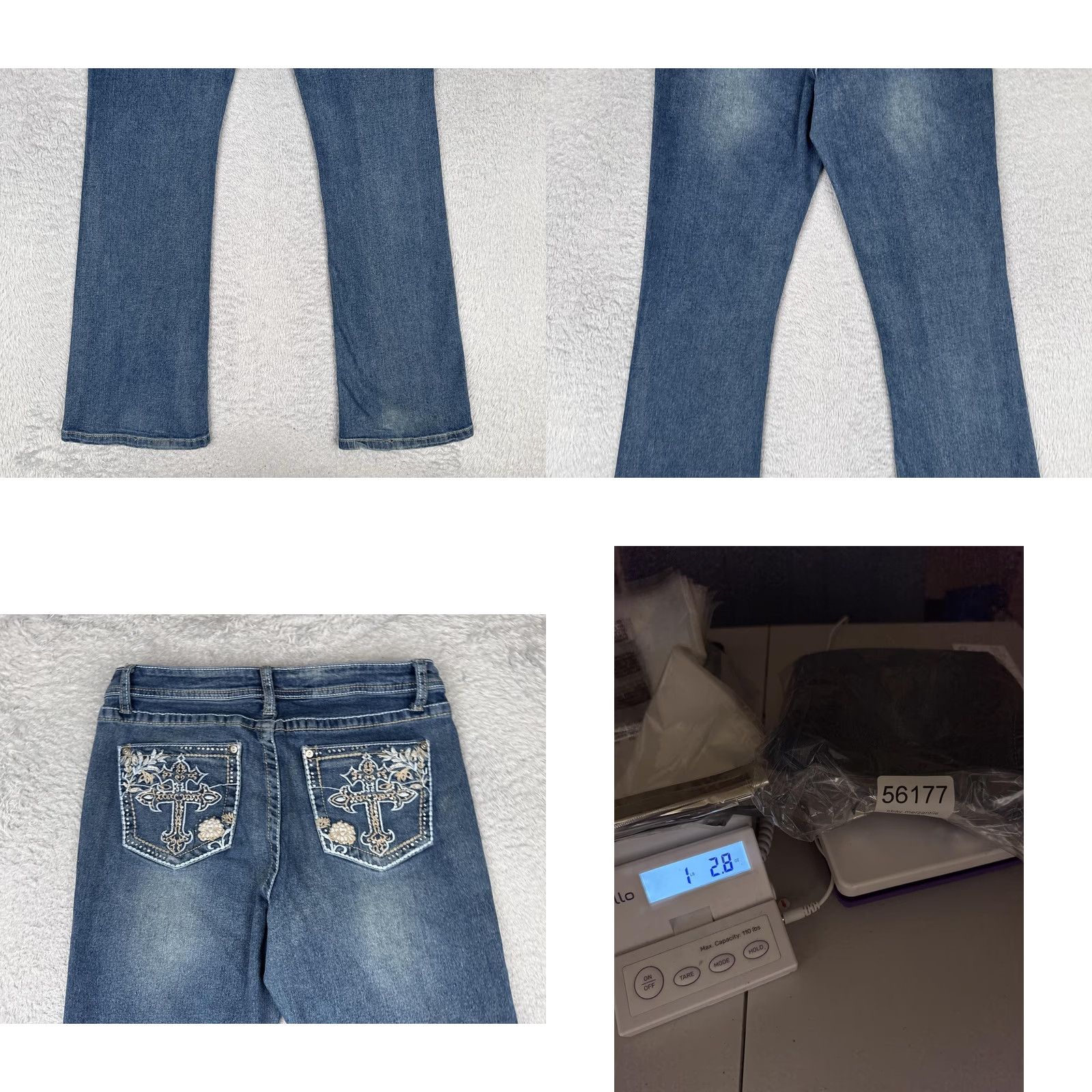 Vintage HARPER&IVY Jeans Bootcut Juniors 9 Blue Wash Mid Rise Stretch Rhinestone 29x31 Womens Pants Size 30" / US 8 / IT 44 - 10 Thumbnail