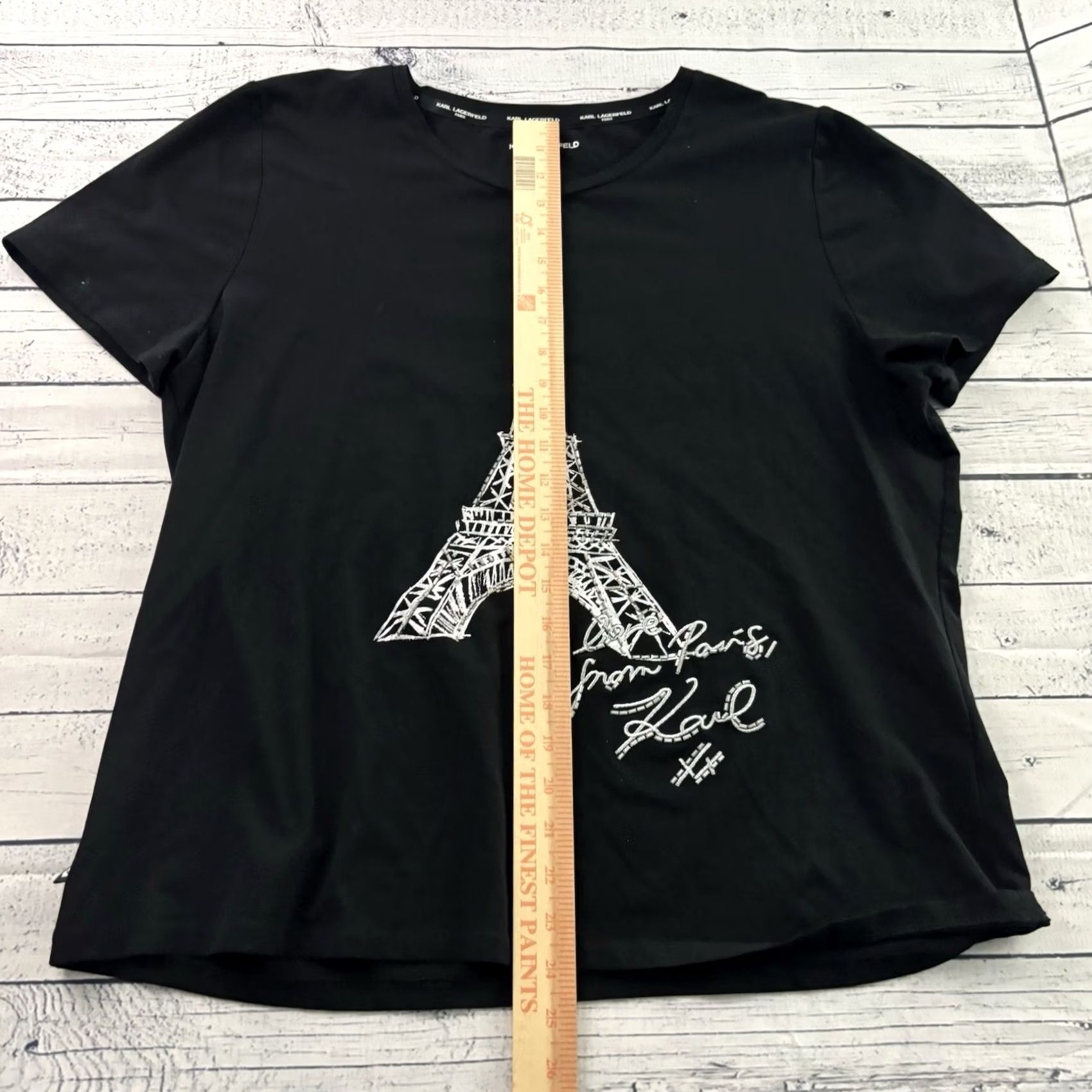 Karl Lagerfeld Karl Lagerfeld Paris Short Sleeve T Shirt Top Women's XL Black Shirt T-Shirt Womens XL Black Paris 1980s 1990s Concert Theme Ladies Size XL / US 12-14 / IT 48-50 - 3 Thumbnail