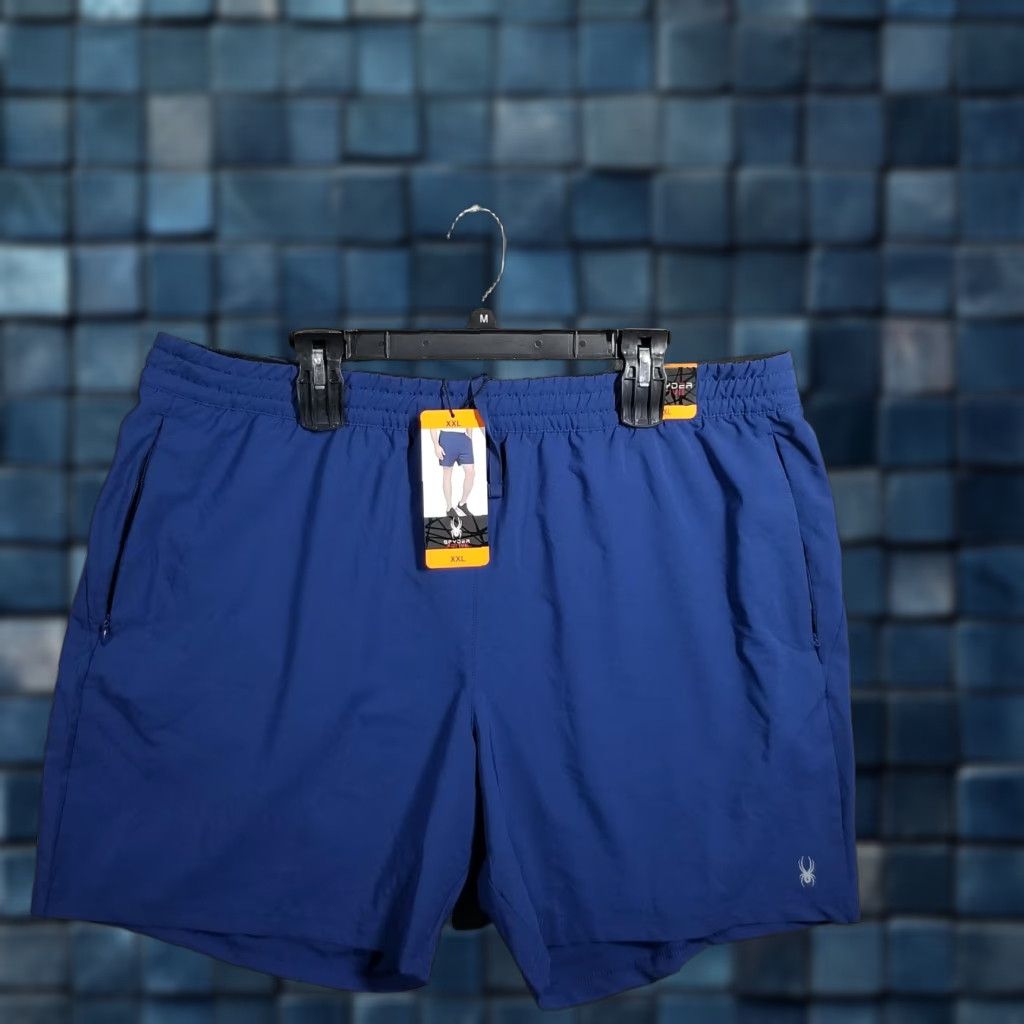 Spyder Spyder Active ProWeb Shorts Mens 2XL Blue 7" Stretch Pockets Running Gym Training Walking Athletic Shorts Mens 2XL Blue Size US 39 - 1 Thumbnail