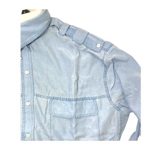 Stella McCartney Stella McCartney Womens Blue Silk Collared Long Sleeve Butto Size L / US 10 / IT 46 - 6 Thumbnail