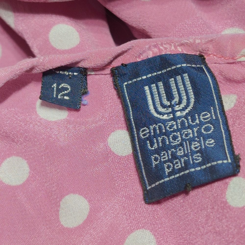 Emanuel Ungaro Vintage Emanuel Ungaro Patterned Silk Pink and White Polka Size XL / US 12-14 / IT 48-50 - 4 Thumbnail