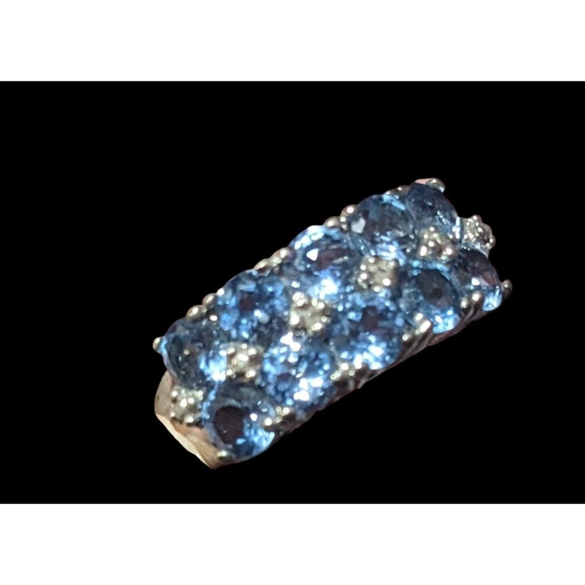 Other Blue And Clear Gemmed Double Row Silver Tone Ring Size 5 3/4 Size ONE SIZE - 8 Thumbnail