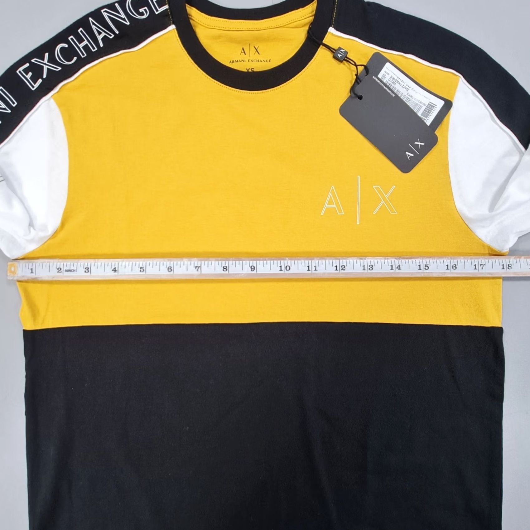 Armani Exchange Armani Exchange Mens T Shirt Colourblock XS Yellow Black Short Sleeve Crew Neck Cotton Tee Jersey Logo Modern City 90s? Size US XS / EU 42 / 0 - 7 Thumbnail