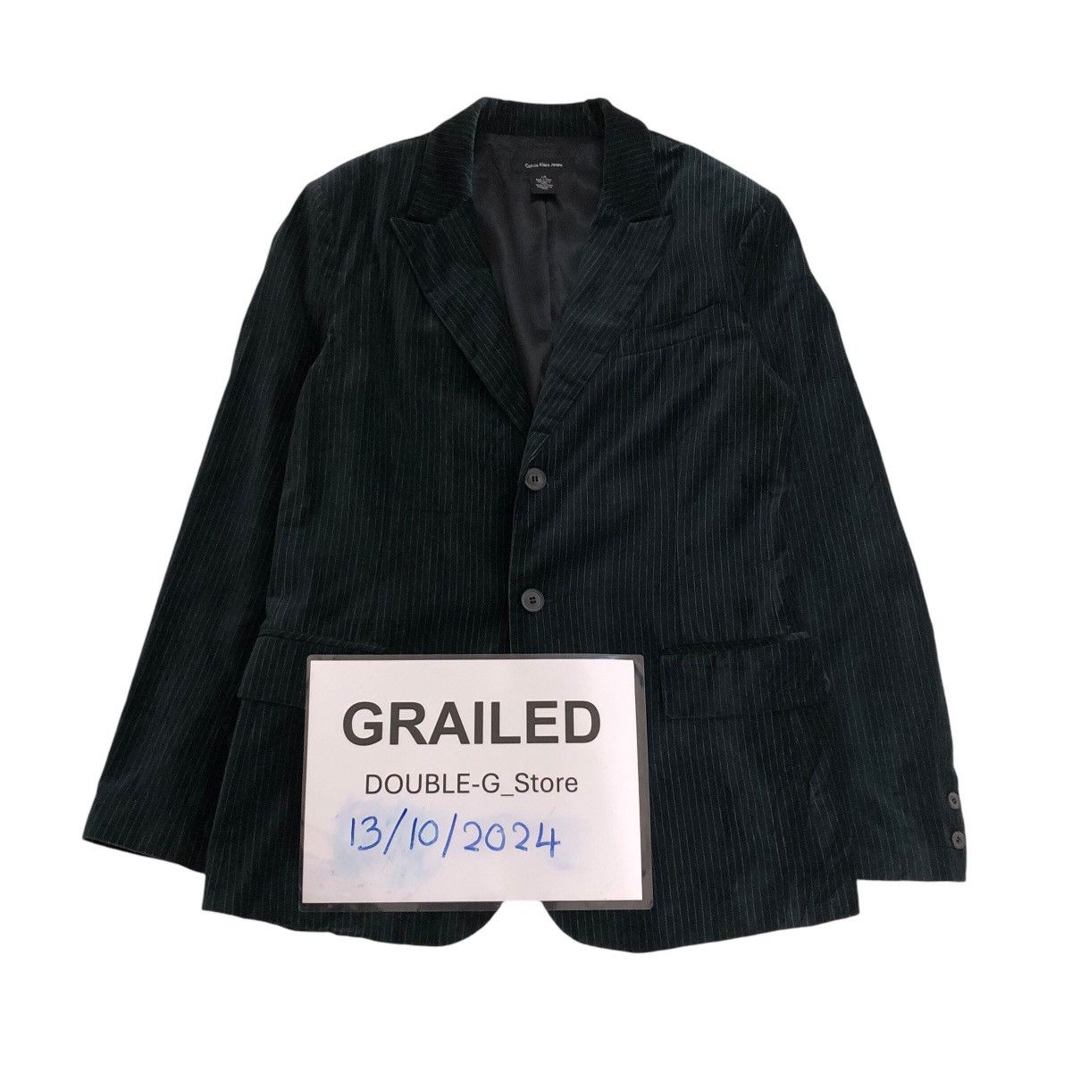 Calvin Klein × Japanese Brand × Vintage 📌Cropped Biker Velvet Jacket Calvin Klein Jeans Striped Size US L / EU 52-54 / 3 - 1 Thumbnail