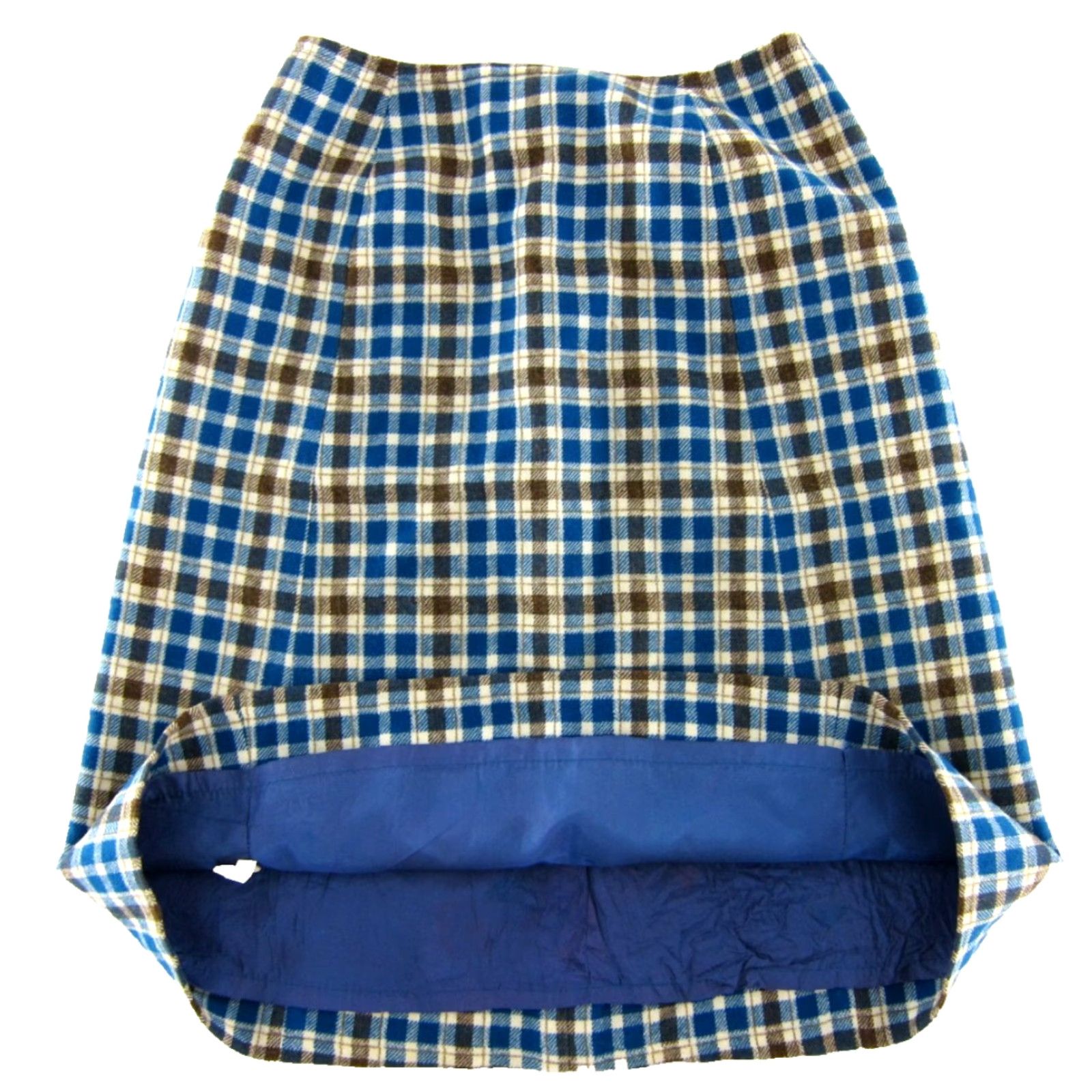 Pendleton VINTAGE Pendleton Blue Brown Ivory 100% Wool Plaid A-Line High Rise Skirt Small Size 28" / US 6 / IT 42 - 5 Thumbnail