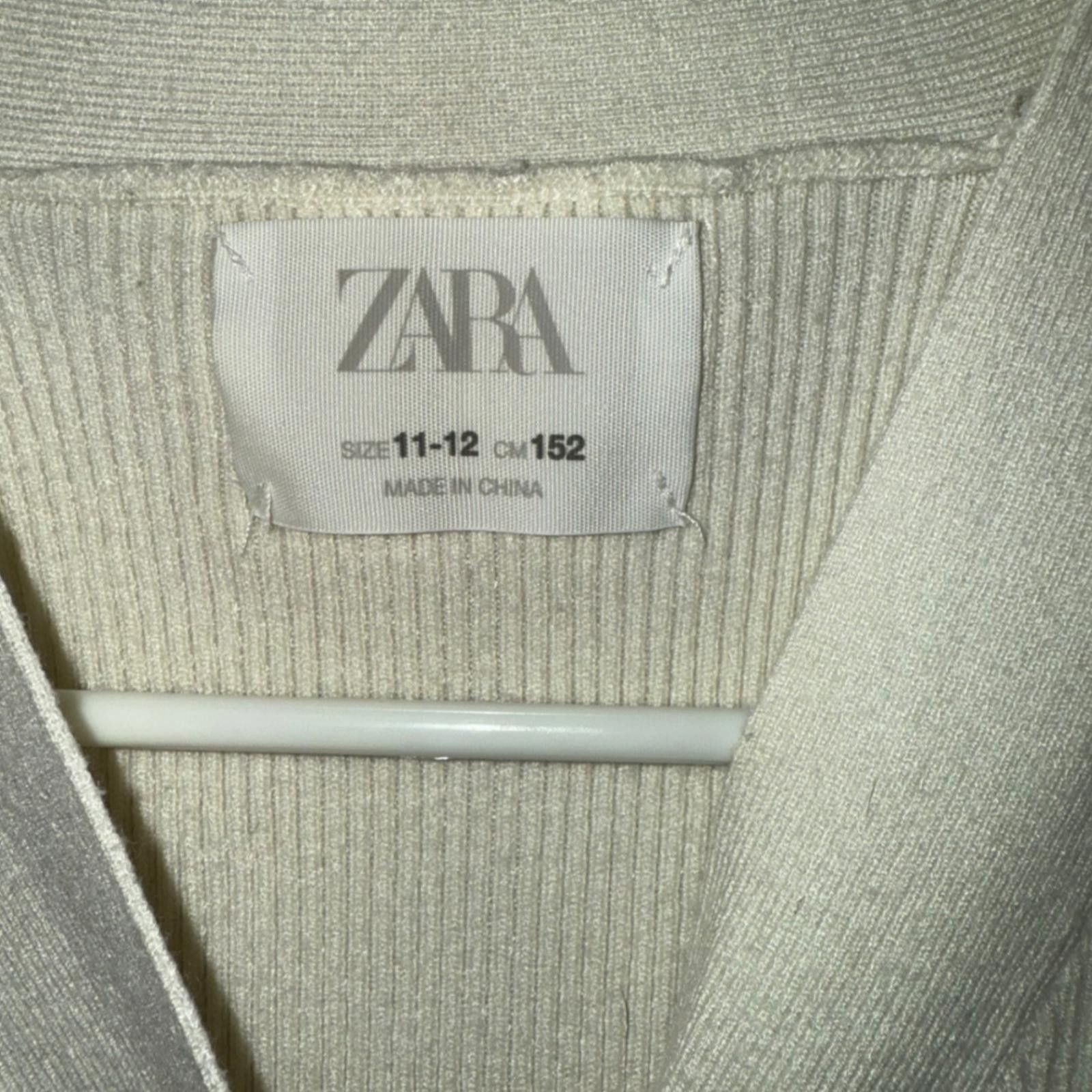 Zara Zara Girls Cream Ribbed Knit Button Cardigan Sweater 11-12 Size XL / US 12-14 / IT 48-50 - 7 Thumbnail
