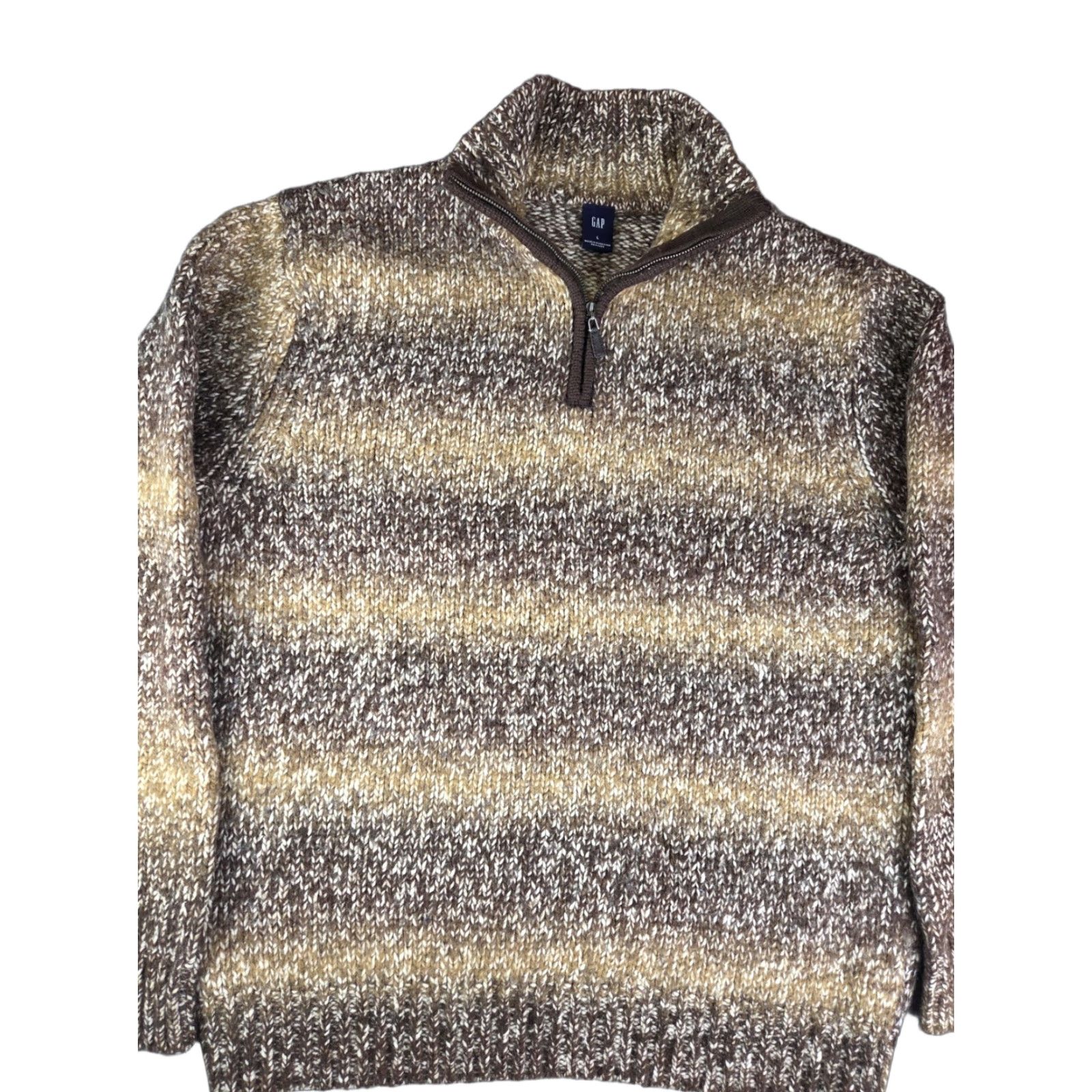 Gap Gap Men's Sweater Long Sleeve Mock Neck Pullover Cotton Blend Large Gray Regular Knit Four Button Closure Zips No holes or stains (Machine Washable) Size US L / EU 52-54 / 3 - 1 Thumbnail