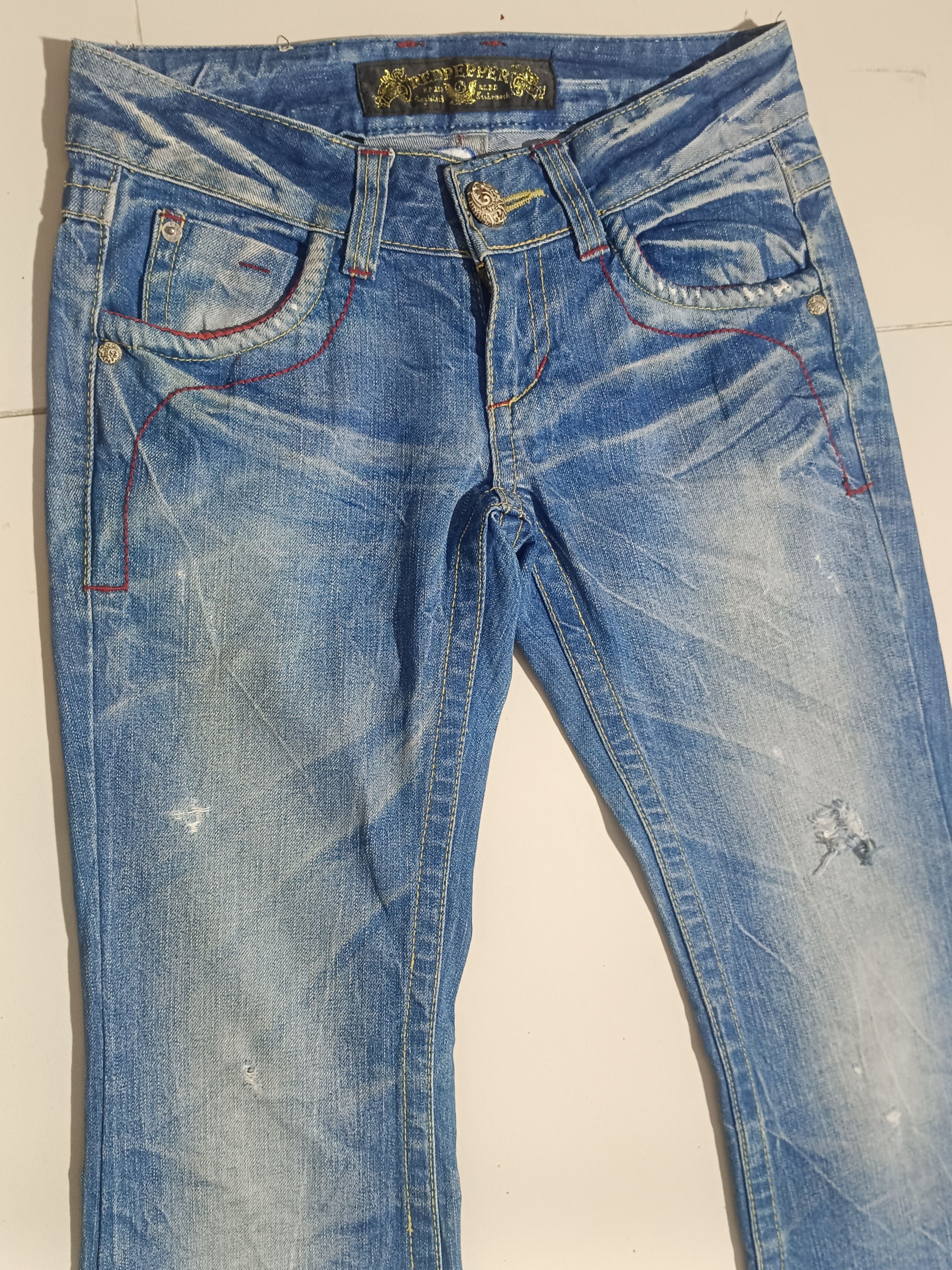 If Six Was Nine × Le Grande Bleu (L.G.B.) FLARE JEANS RED PEPPER DISTRESSED DENIM BOOT CUT PANTS Size US 28 / EU 44 - 12 Thumbnail