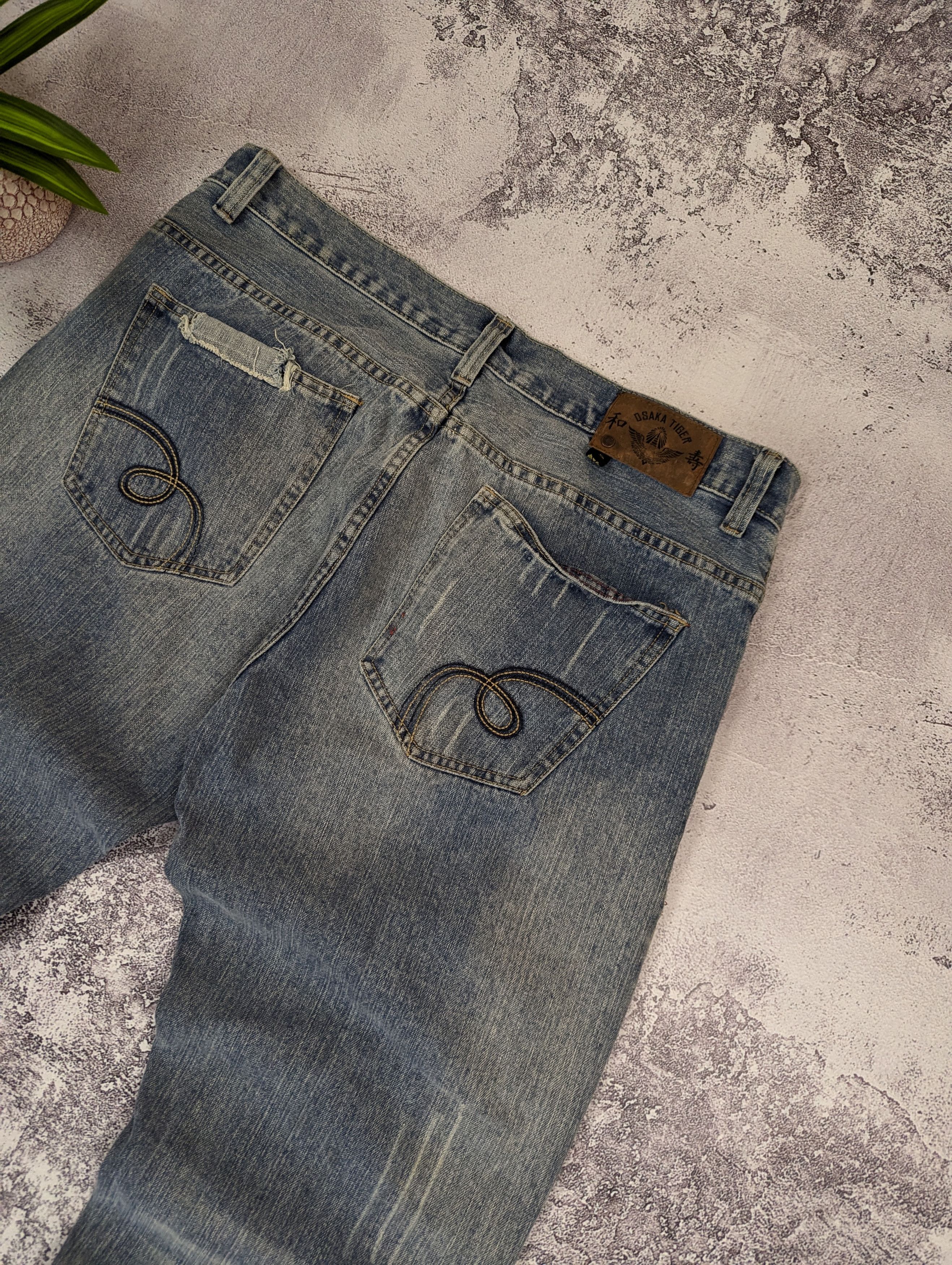 Japanese Brand Osaka Tiger Japanese Distressed Light Blue Jeans Mens Sz 38R Size US 38 / EU 54 - 4 Thumbnail