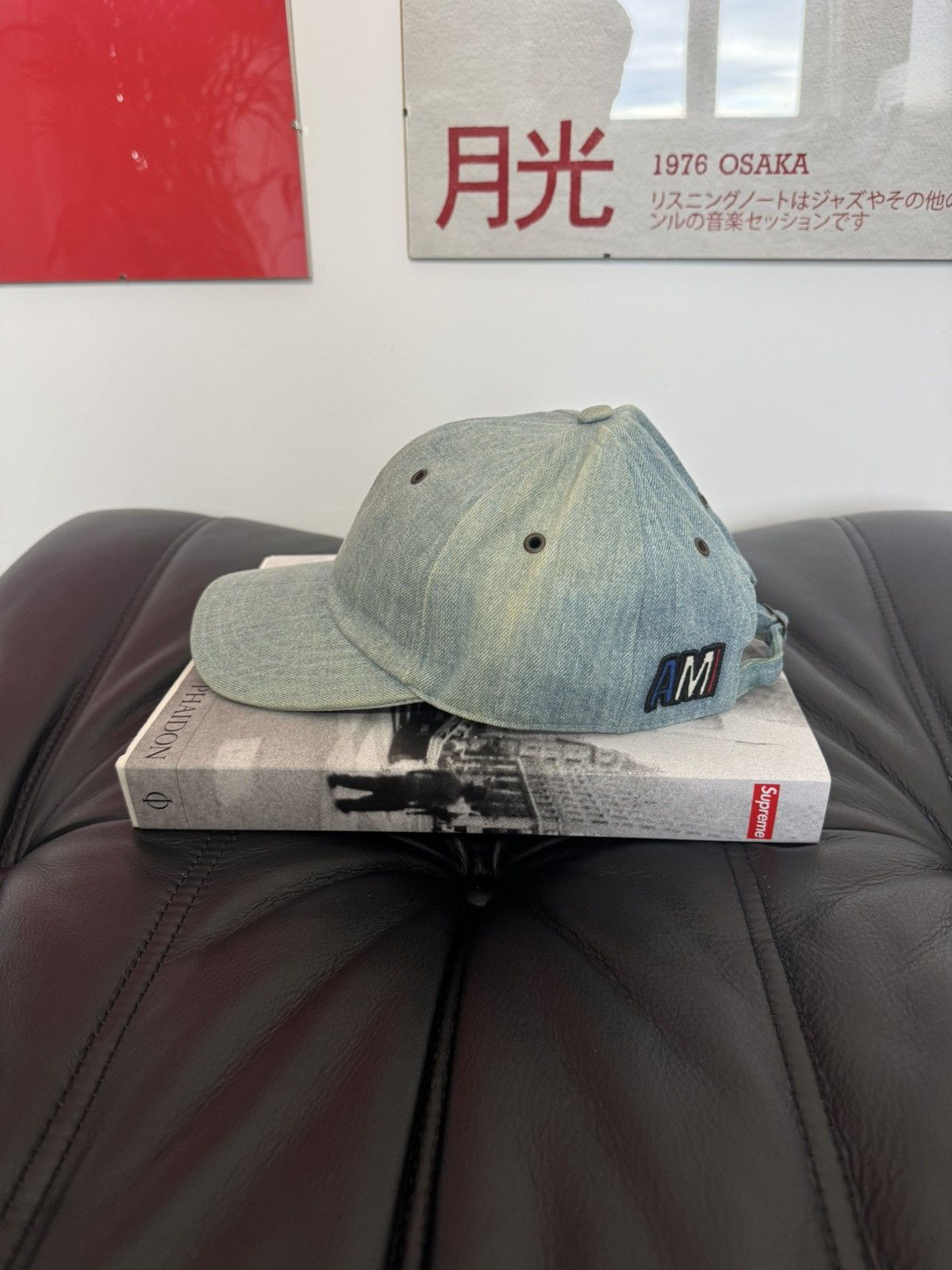 AMI AMI Paris Hat One Size Washed Blue Denim Jeans Hat Cap Rare Size ONE SIZE - 2 Thumbnail