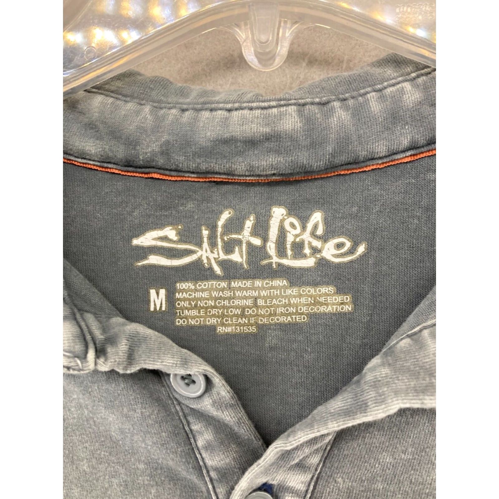 Vintage Salt Life Polo Shirt Mens Medium Gray 100% Cotton Solid Fish Modern Mens Size US M / EU 48-50 / 2 - 5 Thumbnail