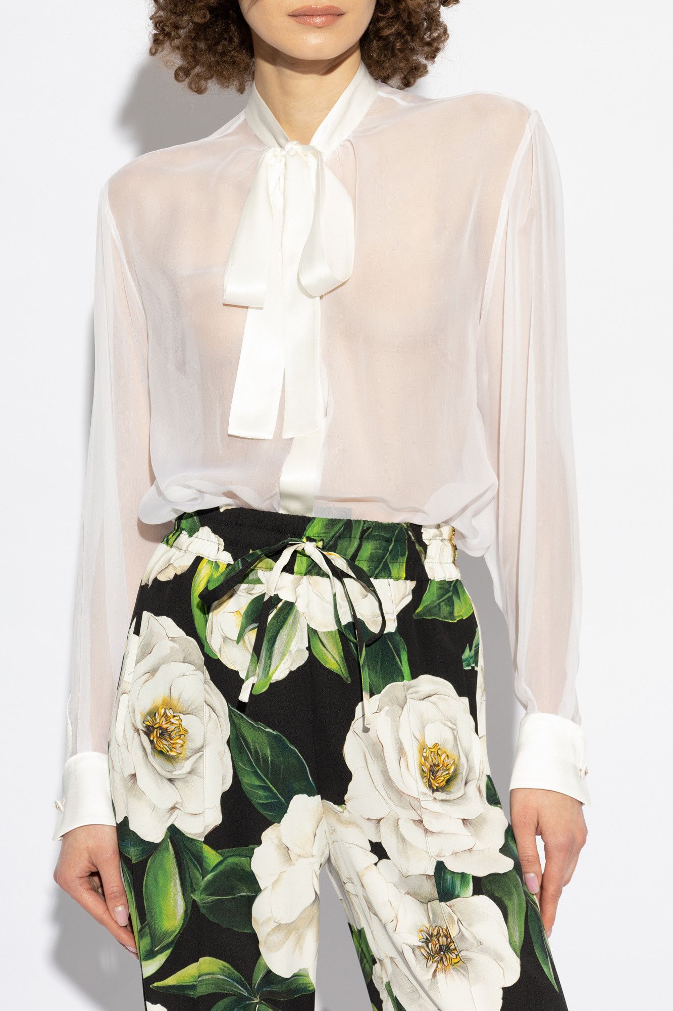 Dolce & Gabbana o1s22i1n0225 Silk Shirt in White Size M / US 6-8 / IT 42-44 - 3 Thumbnail