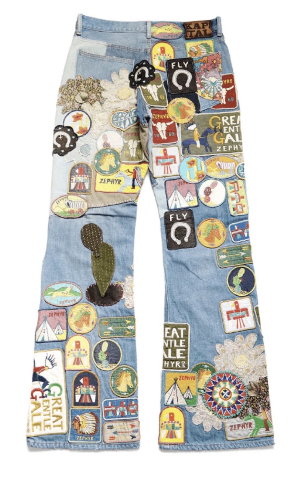 Kapital Kountry Kapital 12.5oz Denim 5P RAT Flare Patch (ZEPHYROS INSANE) Size US 36 / EU 52 - 2 Thumbnail