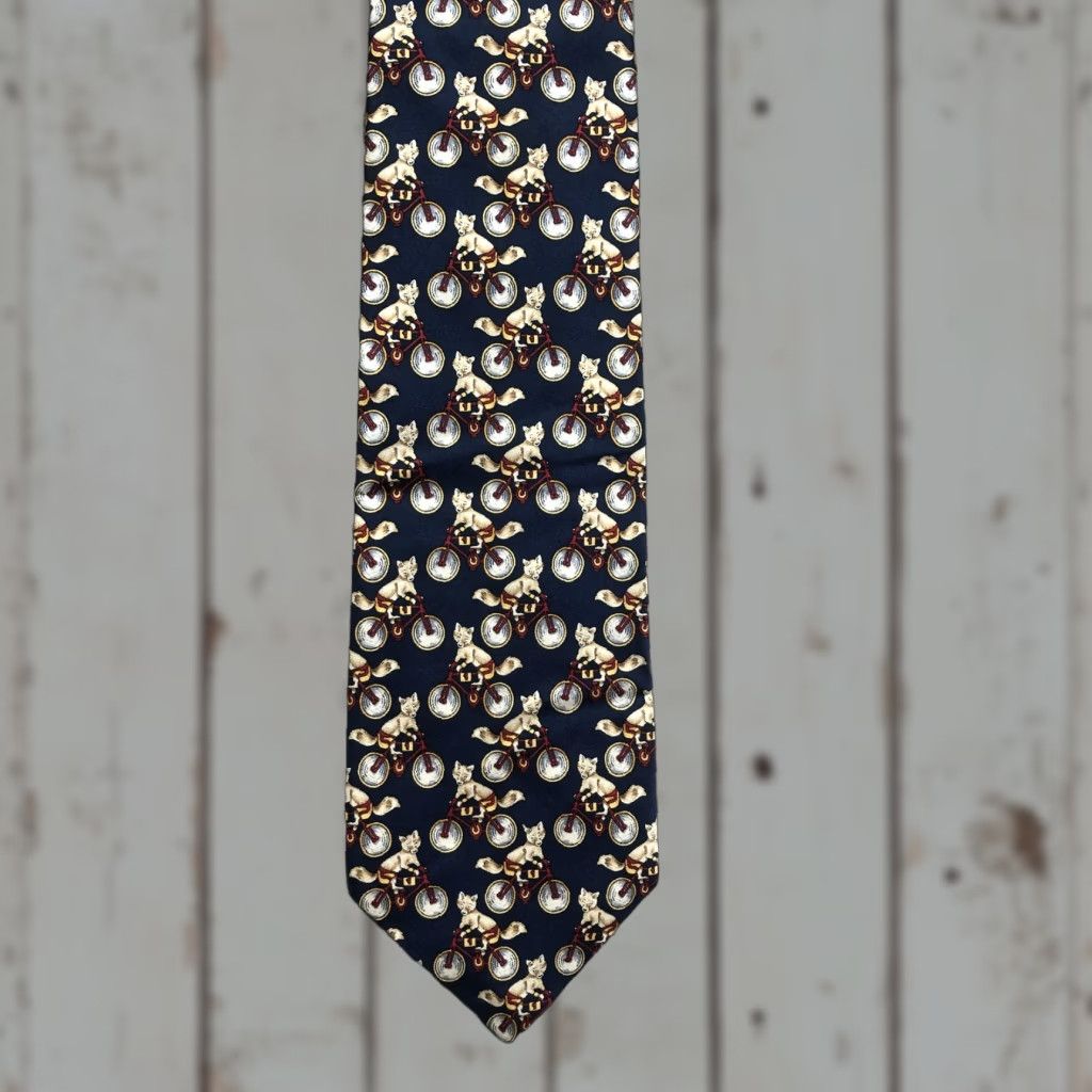 Brooks Brothers Brooks Brothers Tie Mens One Size Silk Blue Fox Bicycle Novelty Made USA Size ONE SIZE - 1 Thumbnail