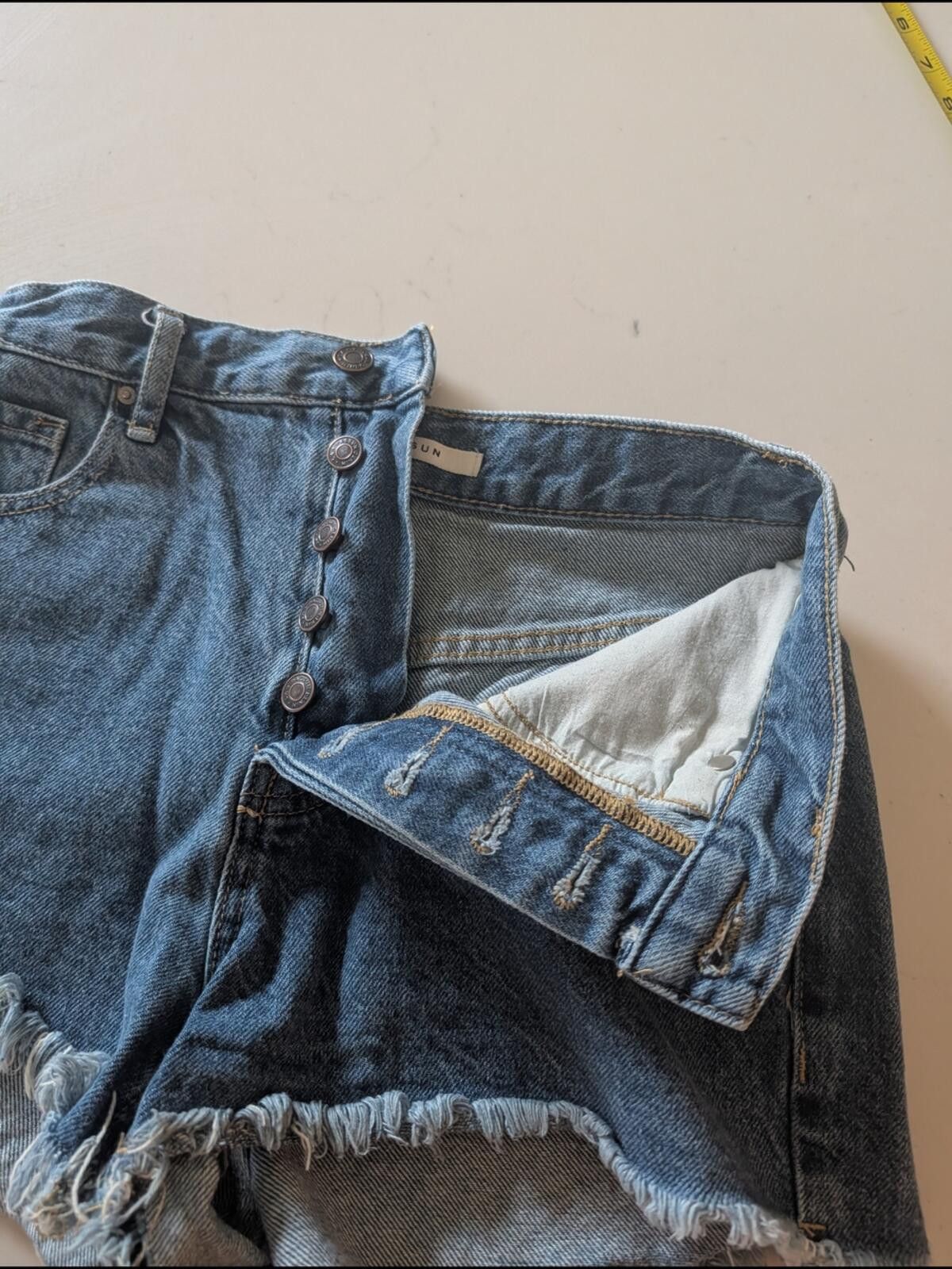 Pacsun PacSun Frayed High-Rise Denim Shorts - Blue Size 26" / US 2 / IT 38 - 5 Thumbnail