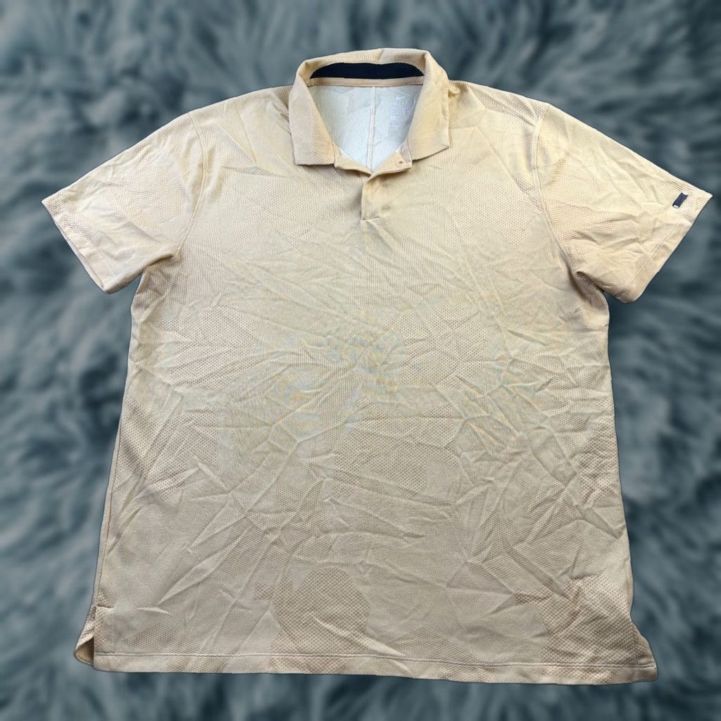 Nike Nike Tiger Woods Polo Shirt Mens XL Yellow Dri-Fit Golf Regular Short Sleeve Button Collar Collared Breathable Lightweight All Seasons Size US XL / EU 56 / 4 - 1 Thumbnail
