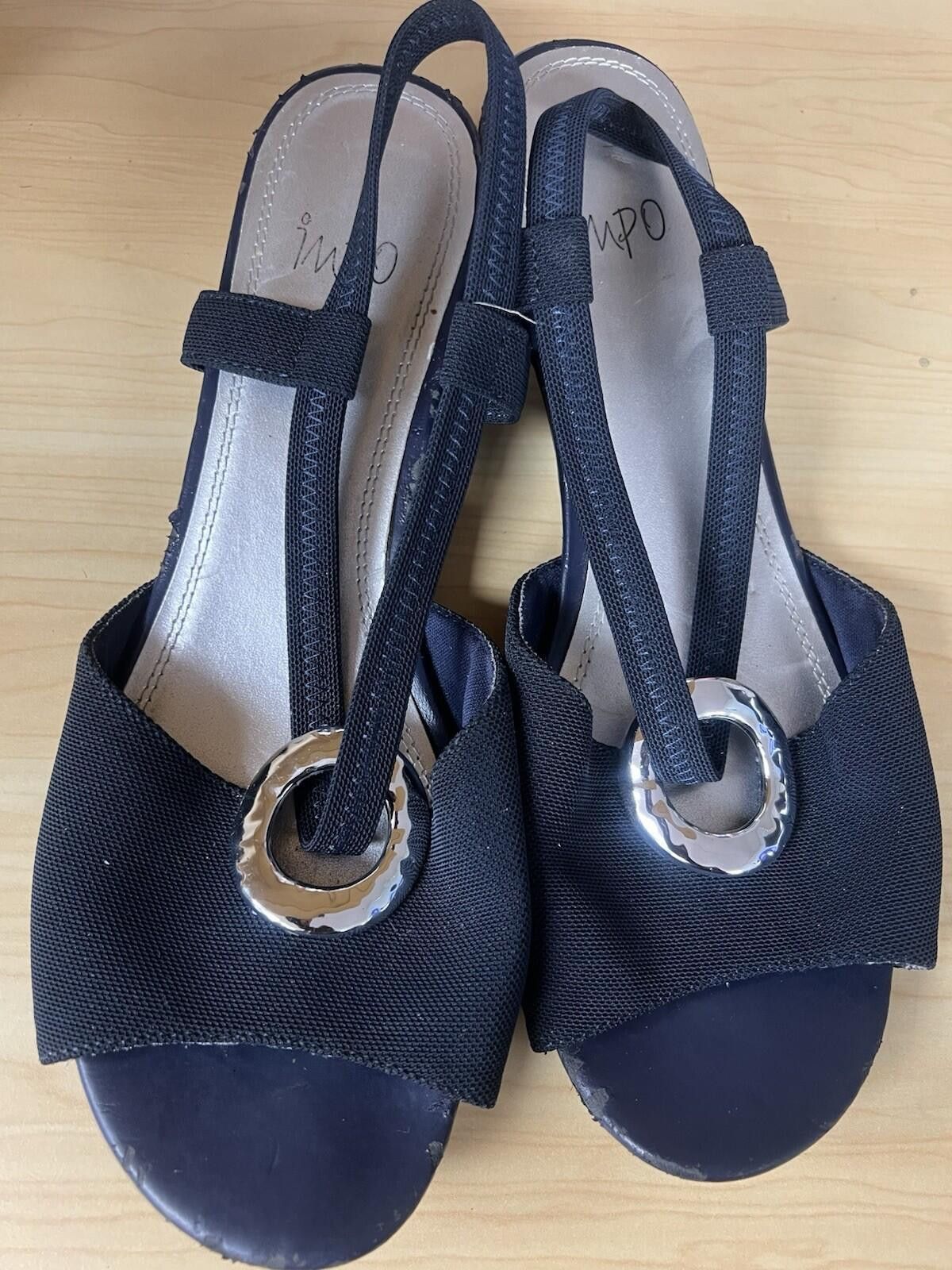 Imperial Impo Stretch Women's Black Wedge Sandals Size 10w Size US 10 / IT 40 - 2 Thumbnail