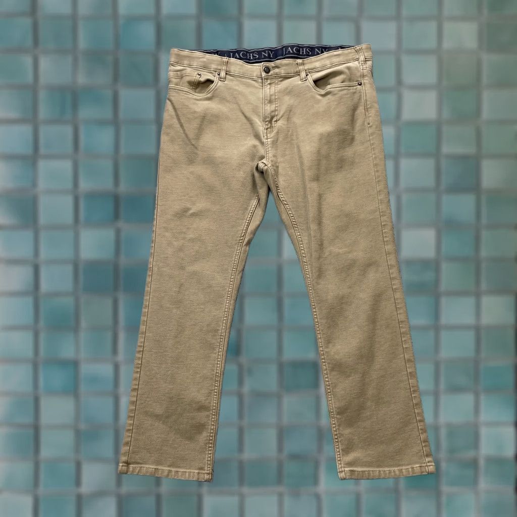 Vintage JACHS Pants Mens 38x29 Beige Chino Straight Leg Cotton Stretch Elastic Waist 5-Pocket Design Flat Front Size US 38 / EU 54 - 1 Thumbnail