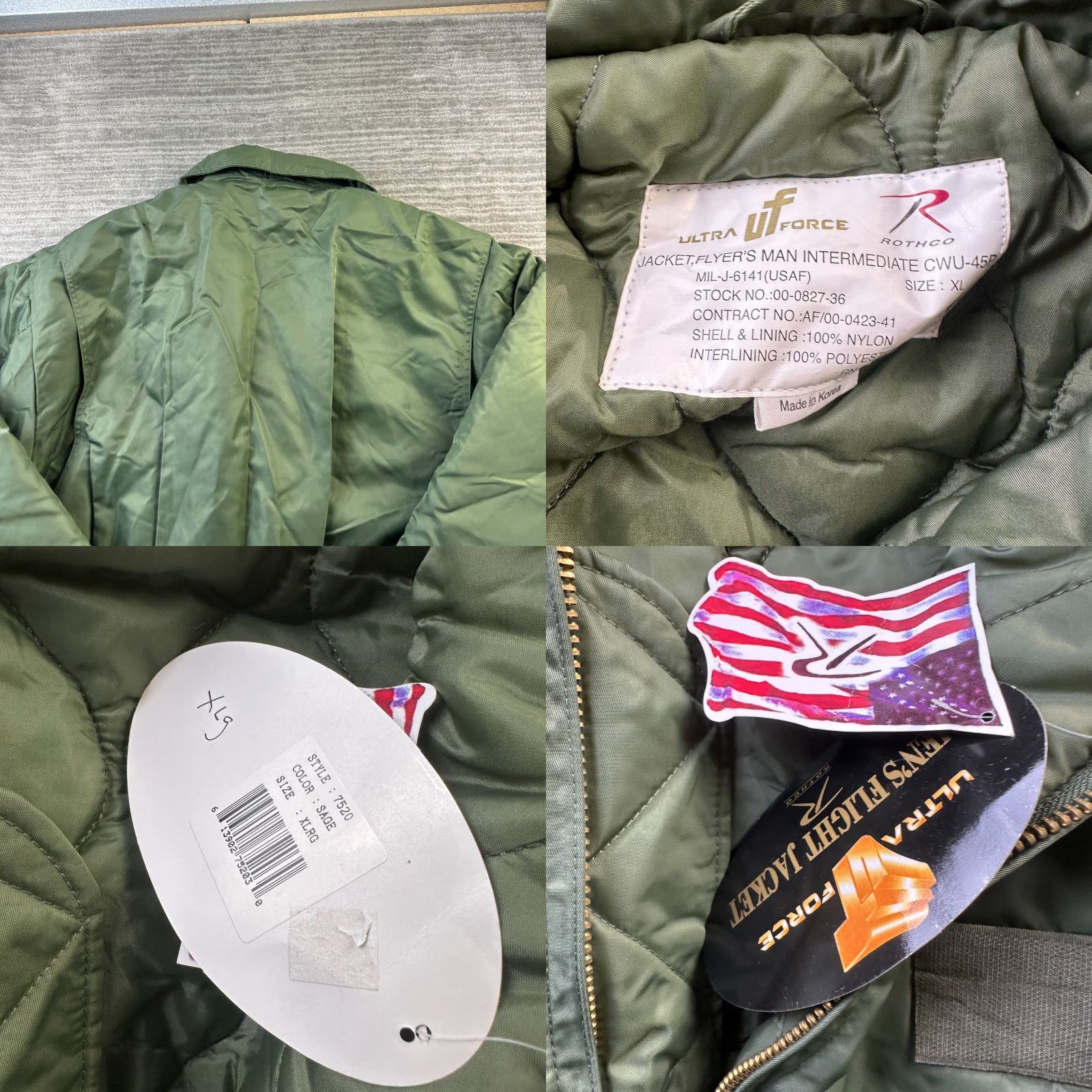 Rothco Rothco CWU-45/P Bomber Jacket Mens XL Green Vintage: No, Military, Outdoor, 90s, Nylon, Zip, Short Length, Regular Fit, Wool? Size US XL / EU 56 / 4 - 8 Thumbnail