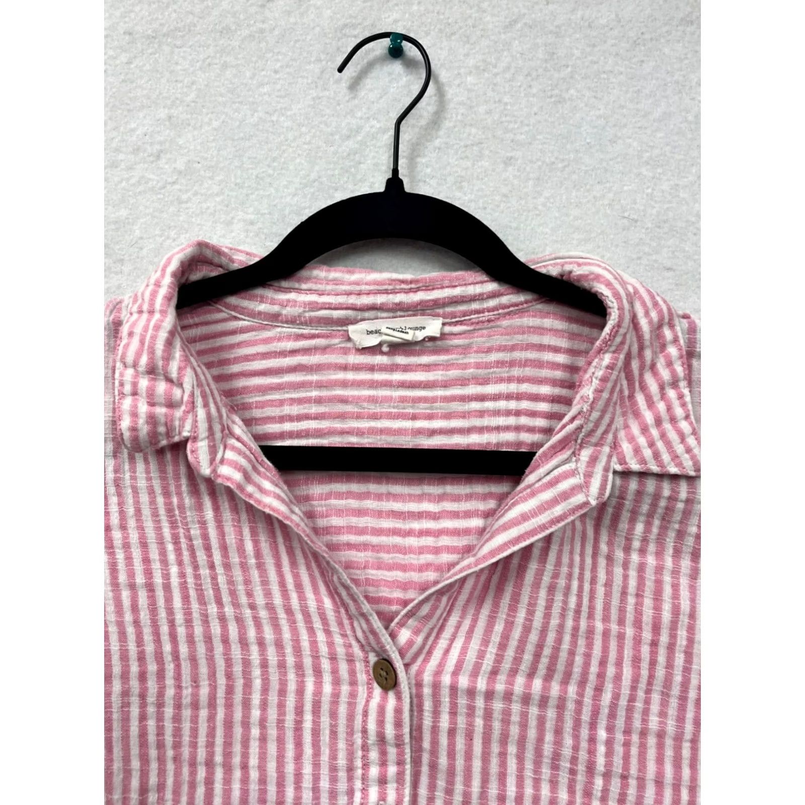 Pinko VINTAGE Beachlunchlounge Shirt Womens L Pink White Striped Button-Up Cotton Blouse 6063 Size L / US 10 / IT 46 - 6 Thumbnail