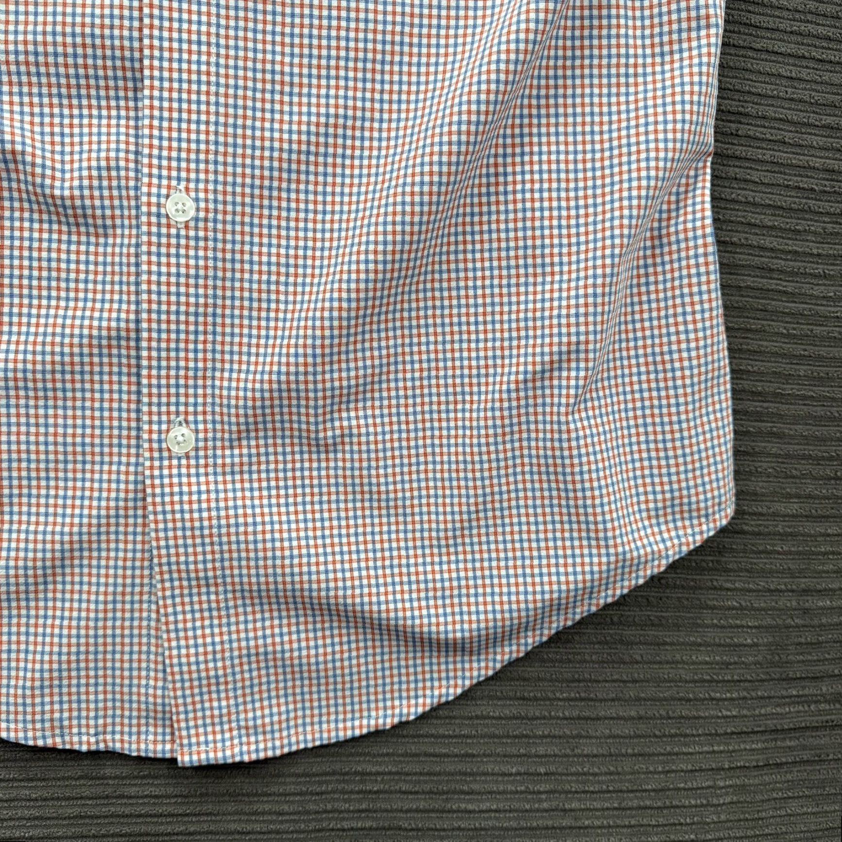 Mizzen+Main Mizzen+Main Leeward Shirt Mens Medium Trim Fit Orange Blue Plaid Performance Stretch Dress Shirt Size 40R - 7 Thumbnail