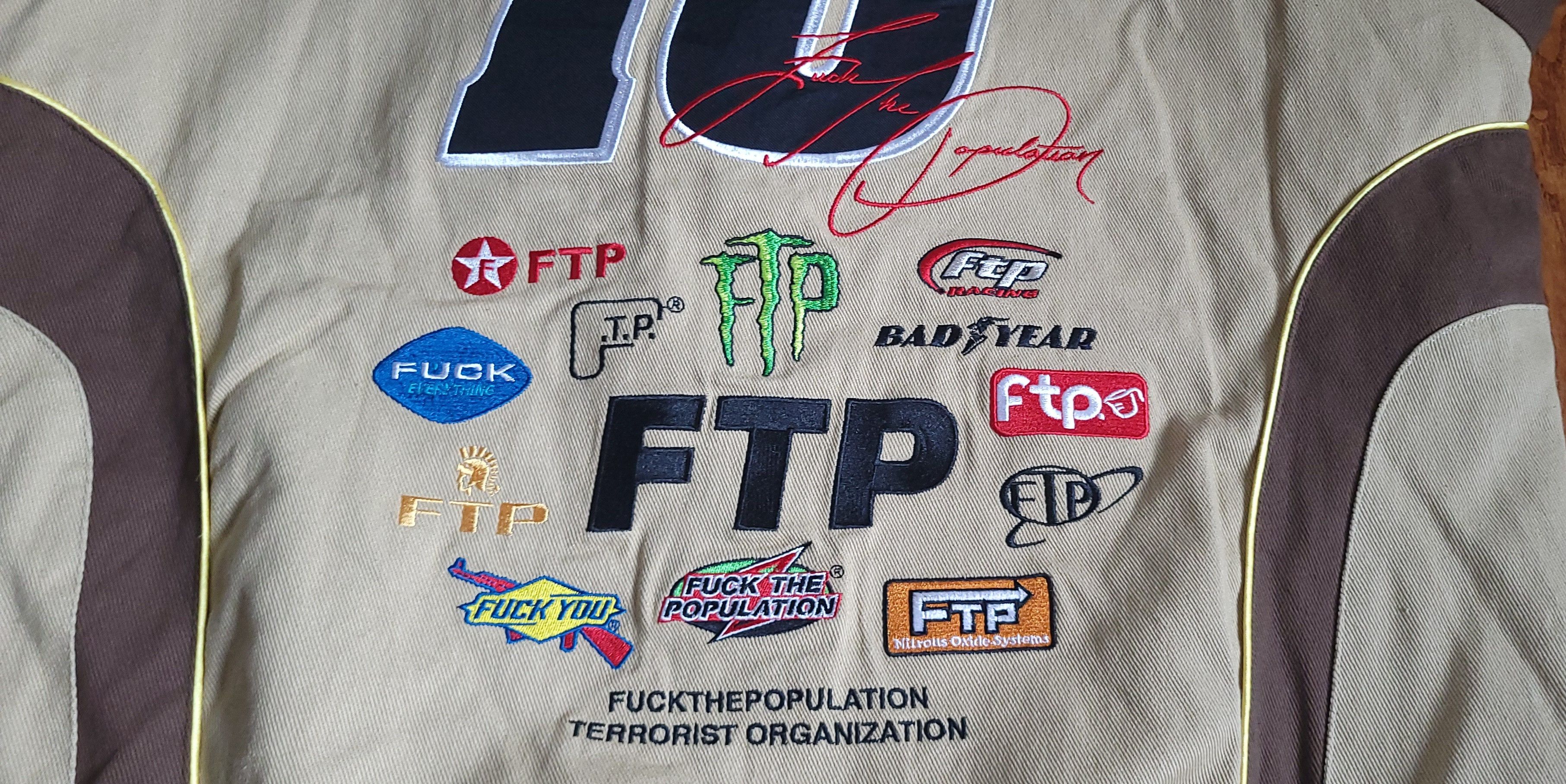 image of Fuck The Population Ftp Men's New Twill Pitcrew Tan Jacket Size XL Brown
