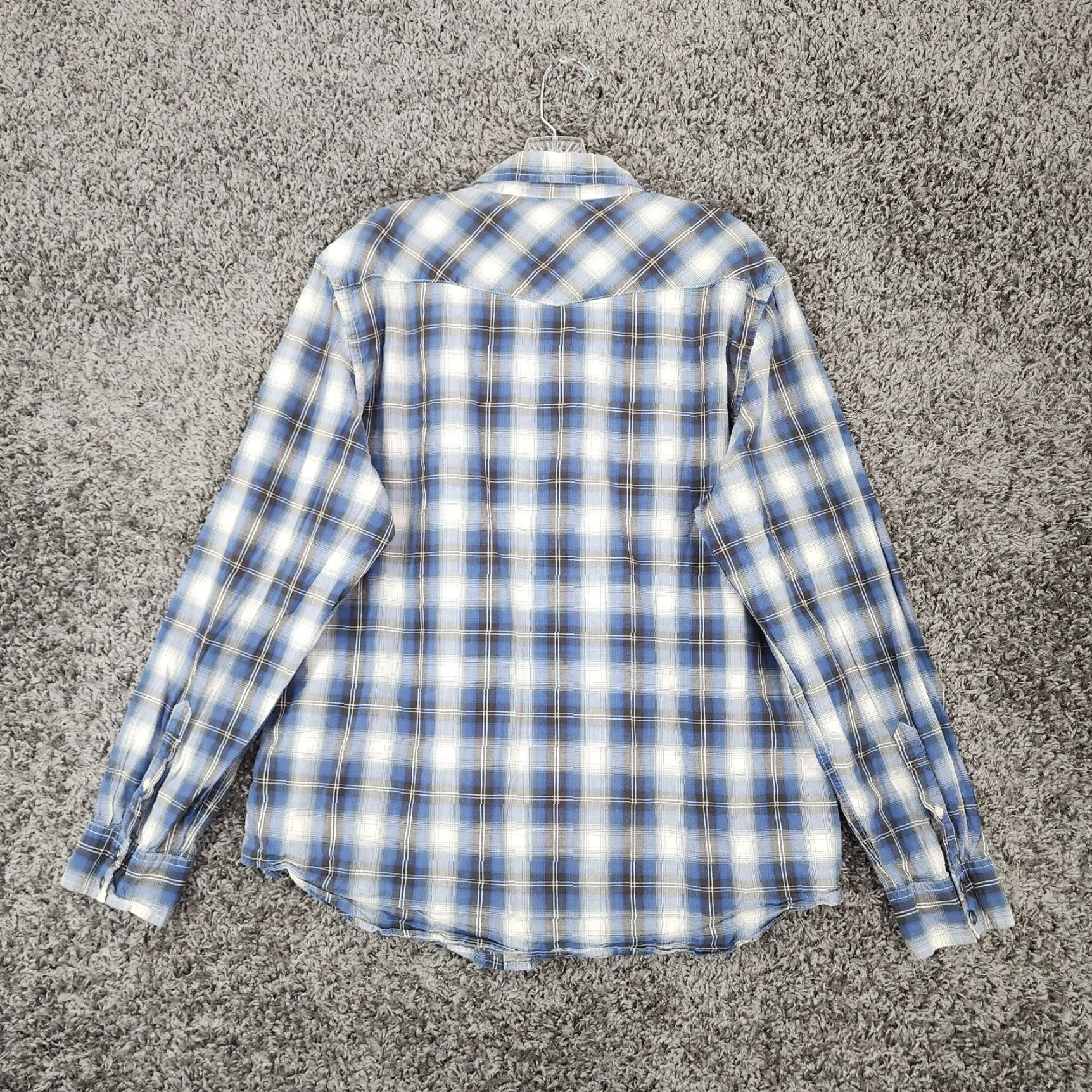 American Eagle Outfitters American Eagle Shirt Blue Plaid Long Sleeve Button Up Snap XL Mens Size US XL / EU 56 / 4 - 5 Thumbnail