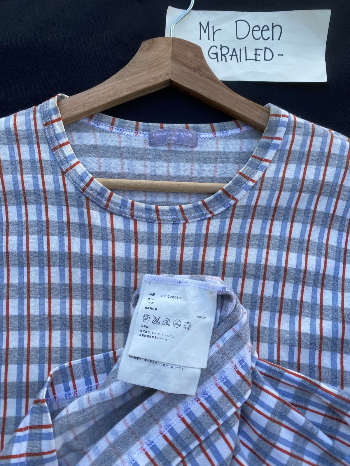 Rare Vtg AD2001 Comme Des Garcons CDG Checkered Tshirt