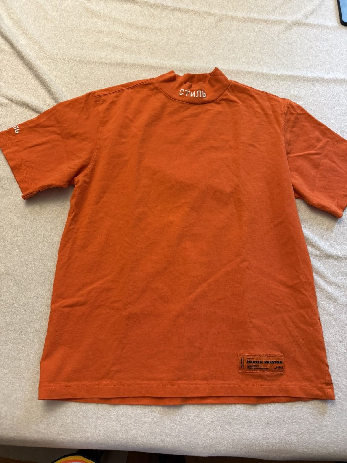 Heron Preston crewneck orange shirt