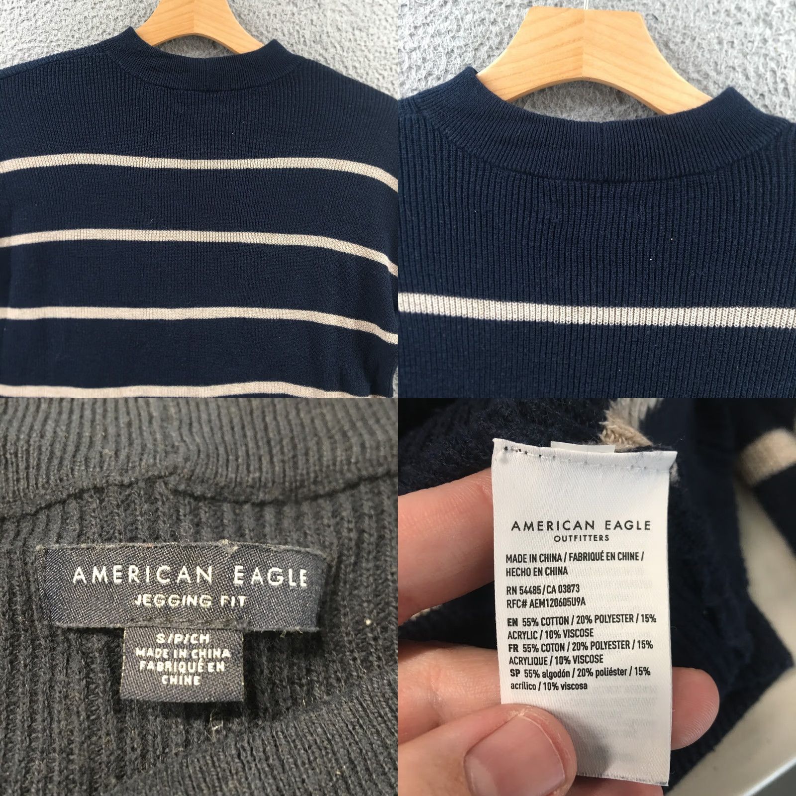 American Eagle Outfitters American Eagle Outfitters Pullover Sweater Women Small Blue Striped Knit Crew Neck All Seasons Size S / US 4 / IT 40 - 8 Thumbnail