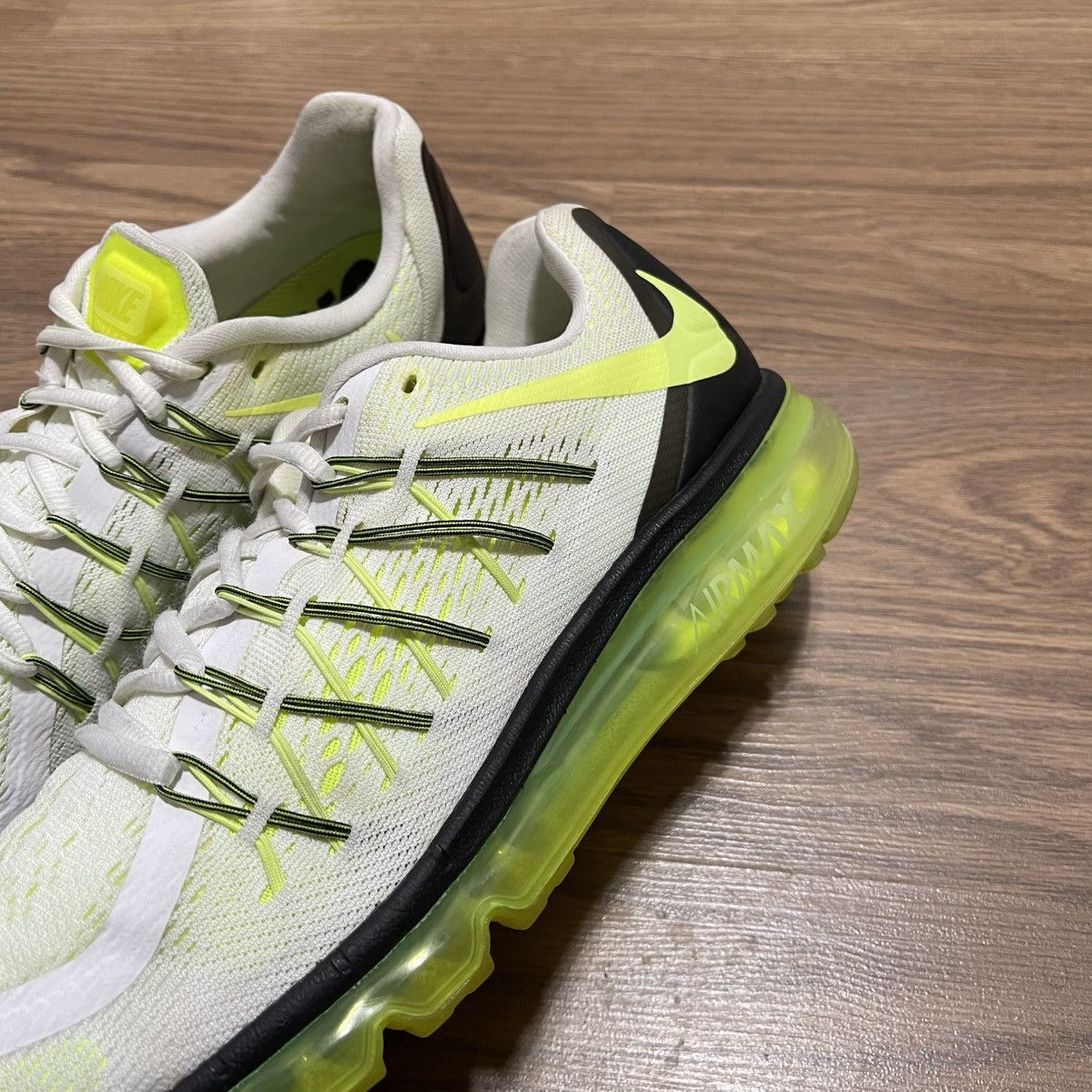Nike Nike Air Max 2015 Running Shoes White Volt Green Size US 11 / EU 44 - 3 Thumbnail