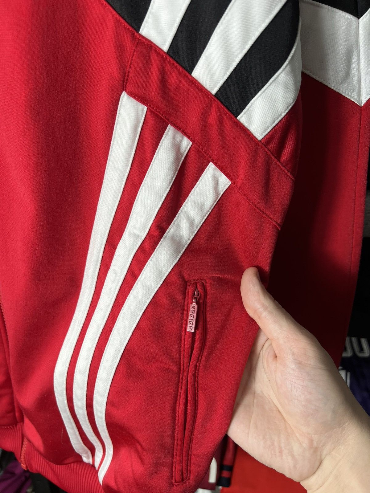 Adidas Vintage Adidas Track Jacket Red Black 90s Three Stripes Size US M / EU 48-50 / 2 - 4 Thumbnail