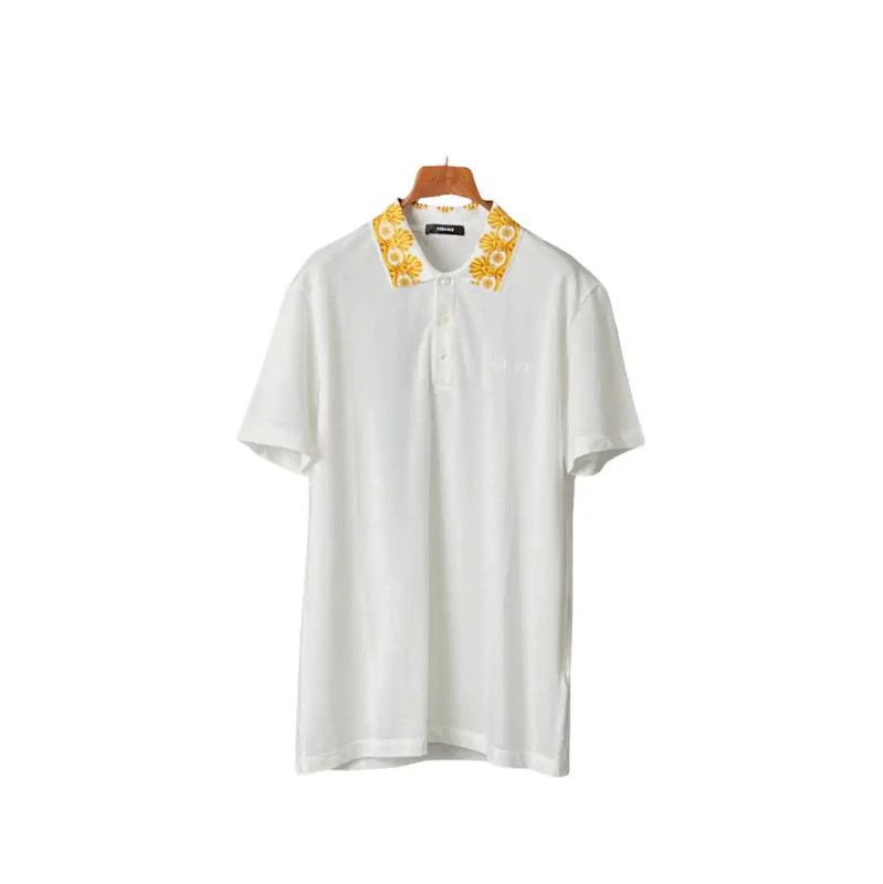 Versace Versace Men's Summer White Logo Polo Shirt 0089 Size US M / EU 48-50 / 2 - 1 Thumbnail