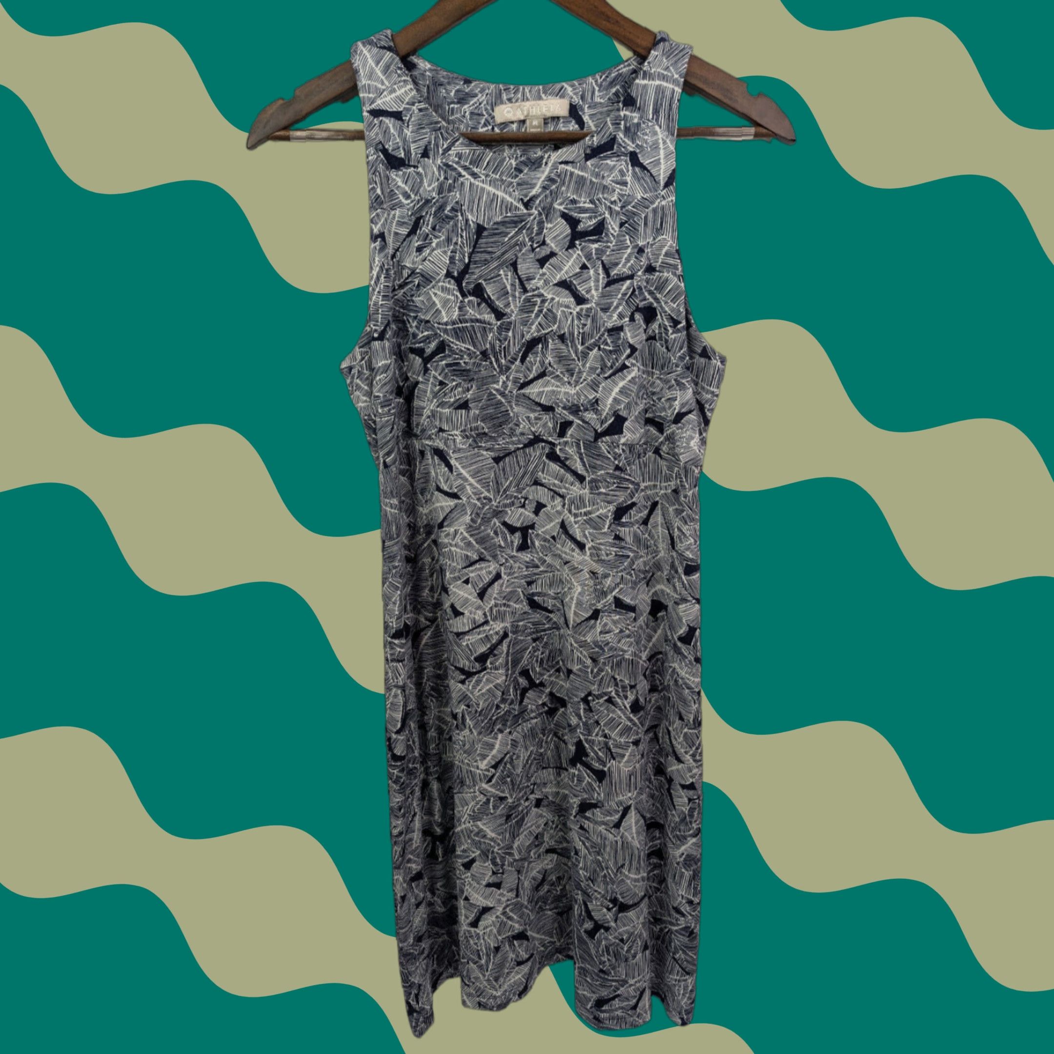 Athleta Athleta Midi Dress Womens M Blue White Strappy Sleeve Tank Dress Stretch Geometric Jersey 210914 Size M / US 6-8 / IT 42-44 - 1 Thumbnail