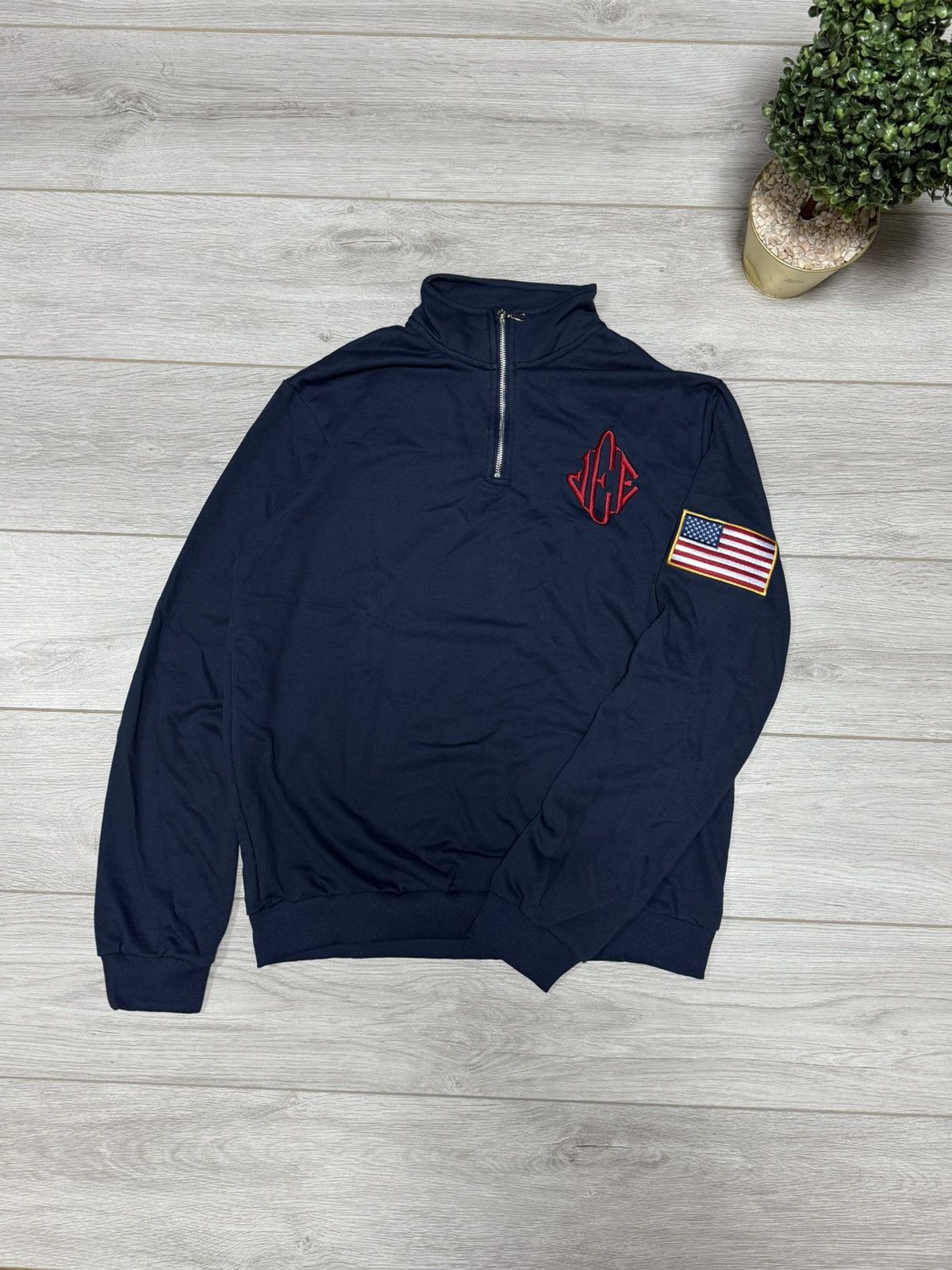 Vintage Jeffrey Epstein USA flag quarter 1/4 zip sweater fun humor Size US L / EU 52-54 / 3 - 1 Thumbnail