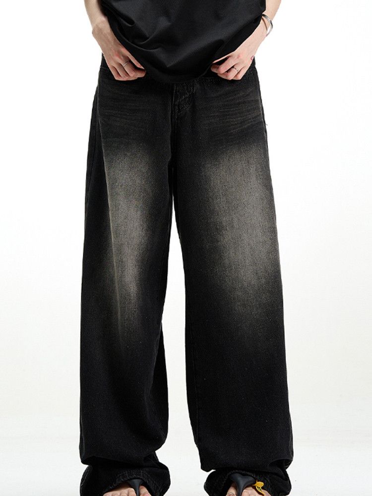 Japanese Brand × Jean Retro Solid Black Jeans Loose Size US 27 - 4 Thumbnail