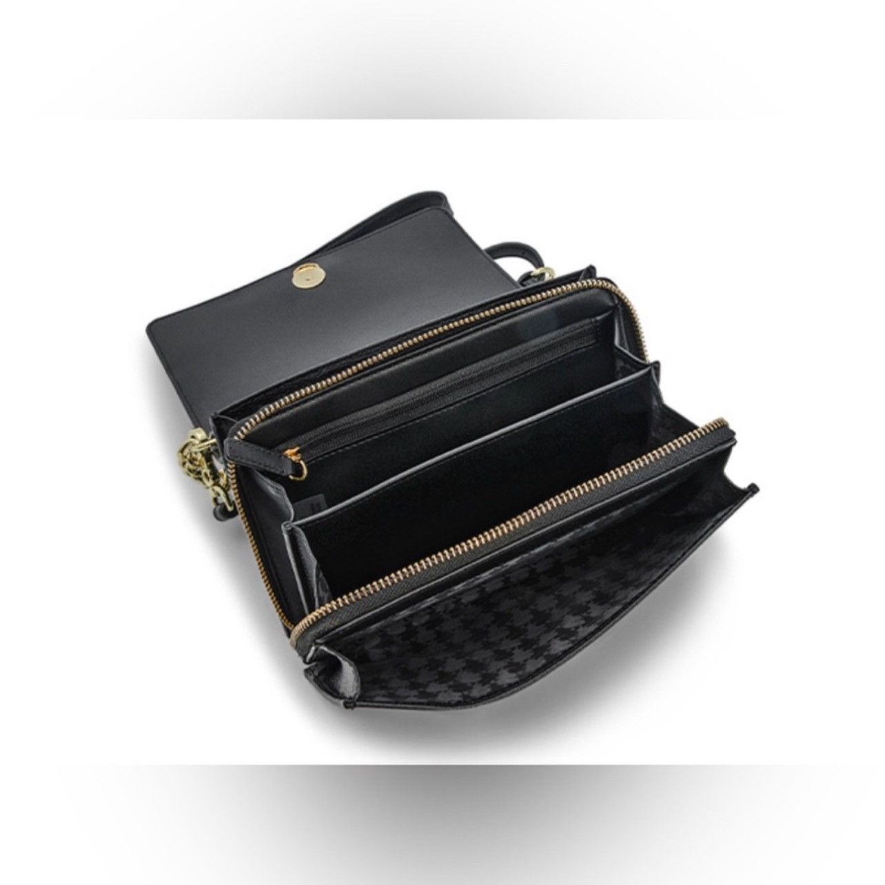 Karl Lagerfeld Karl Lagerfeld Simone Black & Gold Leather Crossbody Bag Size ONE SIZE - 3 Thumbnail