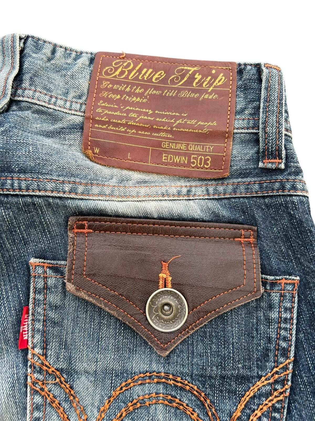 Edwin × Japanese Brand EDWIN BLUE TRIP HIPPIES STYLE DENIM 🌈☠️☠️ Size US 30 / EU 46 - 5 Thumbnail