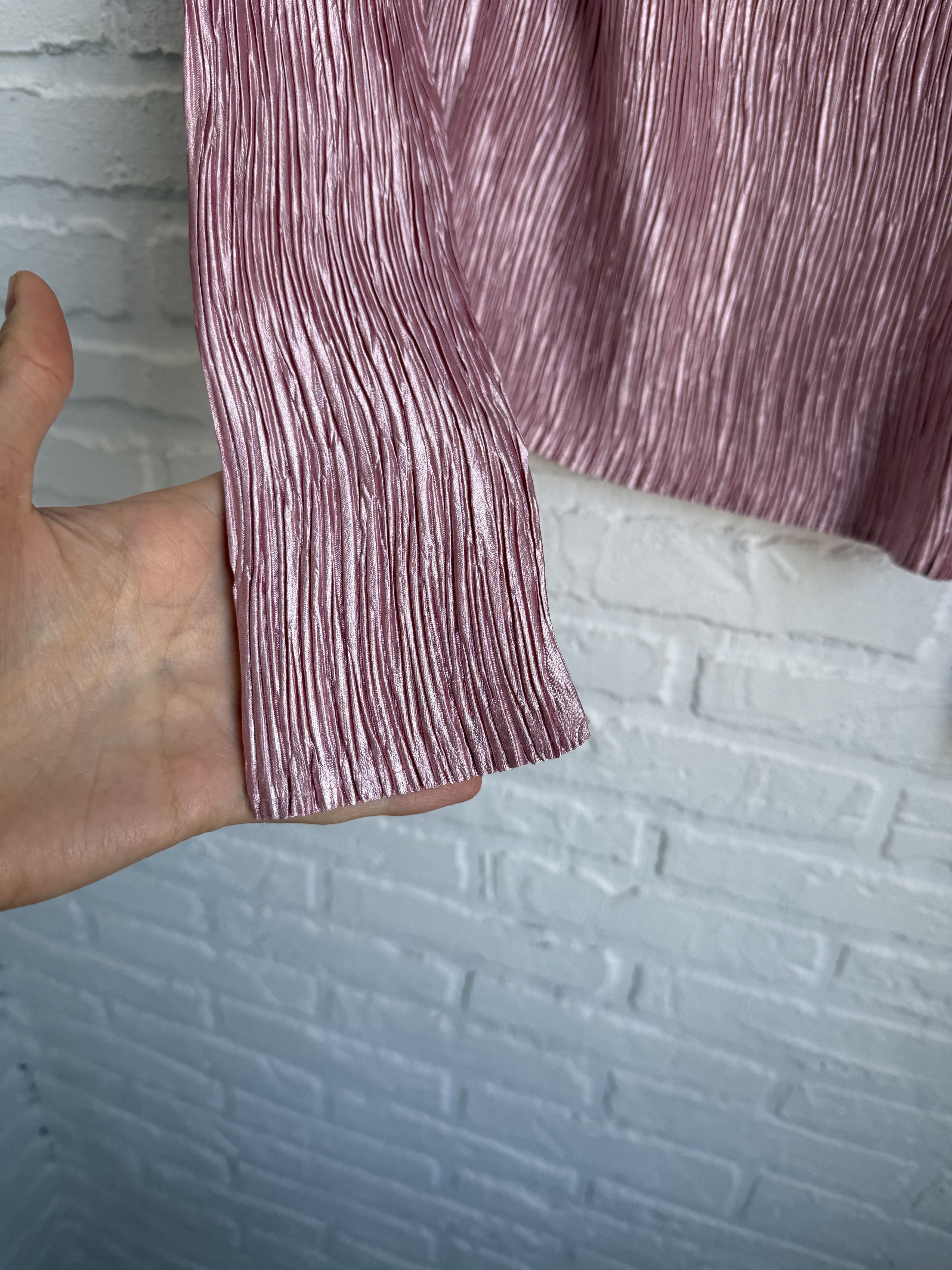 Other Vintage Jolie Mine Pleated top pink cowl neck long sleeve Size ONE SIZE - 5 Thumbnail