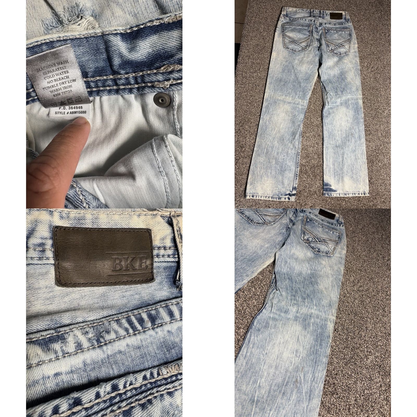 BKE VINTAGE BKE Jake Jeans Mens 31x30 Straight Light Blue Distressed Acid Wash Size US 31 - 8 Thumbnail