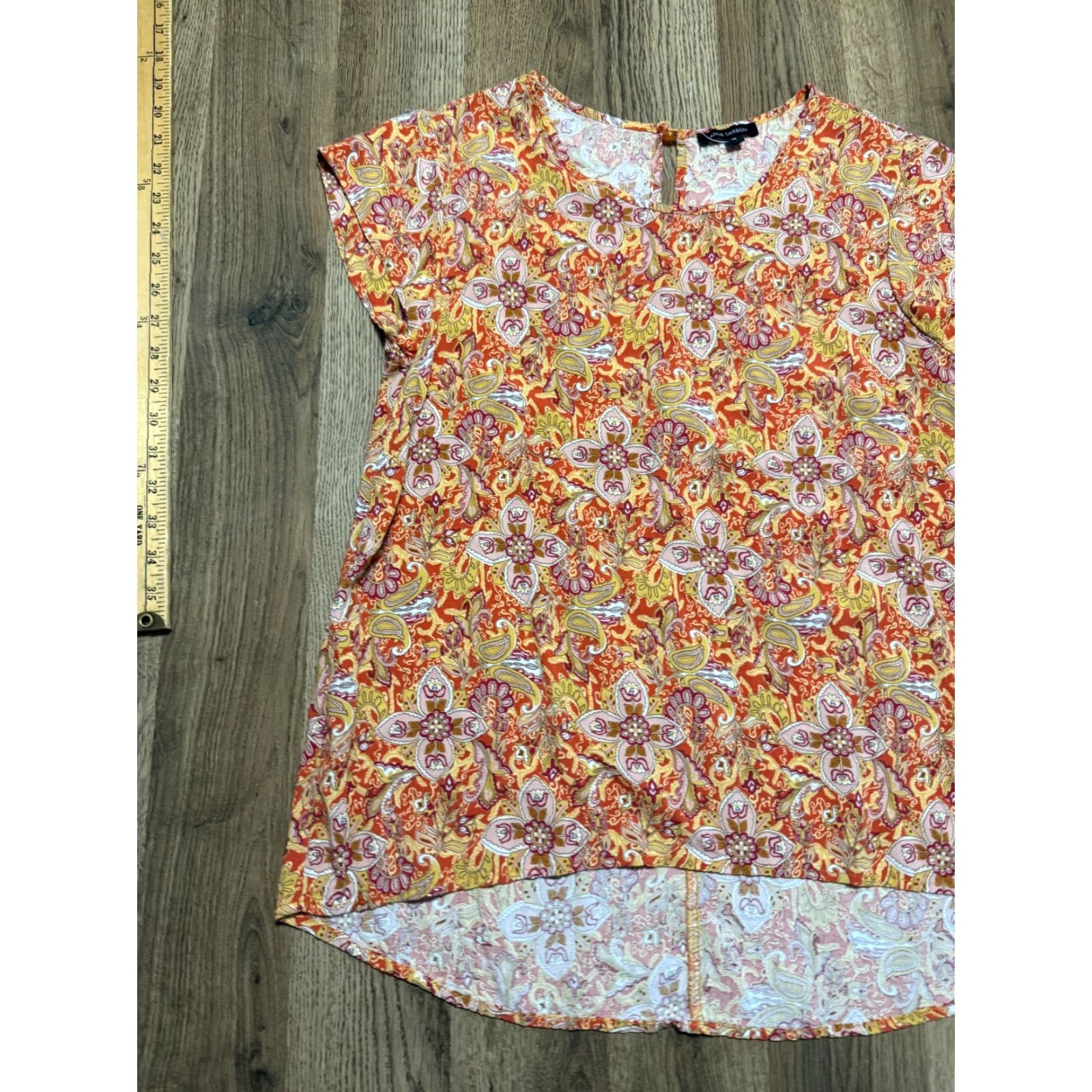 Annex Anne Carson Blouse Women's M Orange Floral Paisley Modern Casual Shirt Womens Size M / US 6-8 / IT 42-44 - 3 Thumbnail