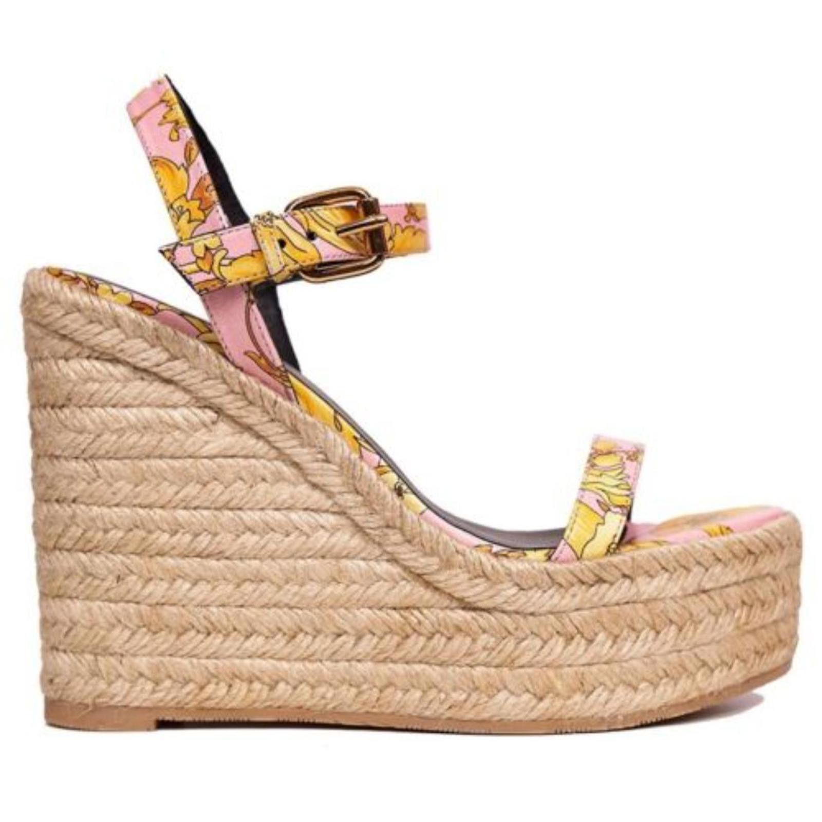 Versace Versace Women's Pink and Yellow Espadrill Size US 10 / IT 40 - 2 Thumbnail