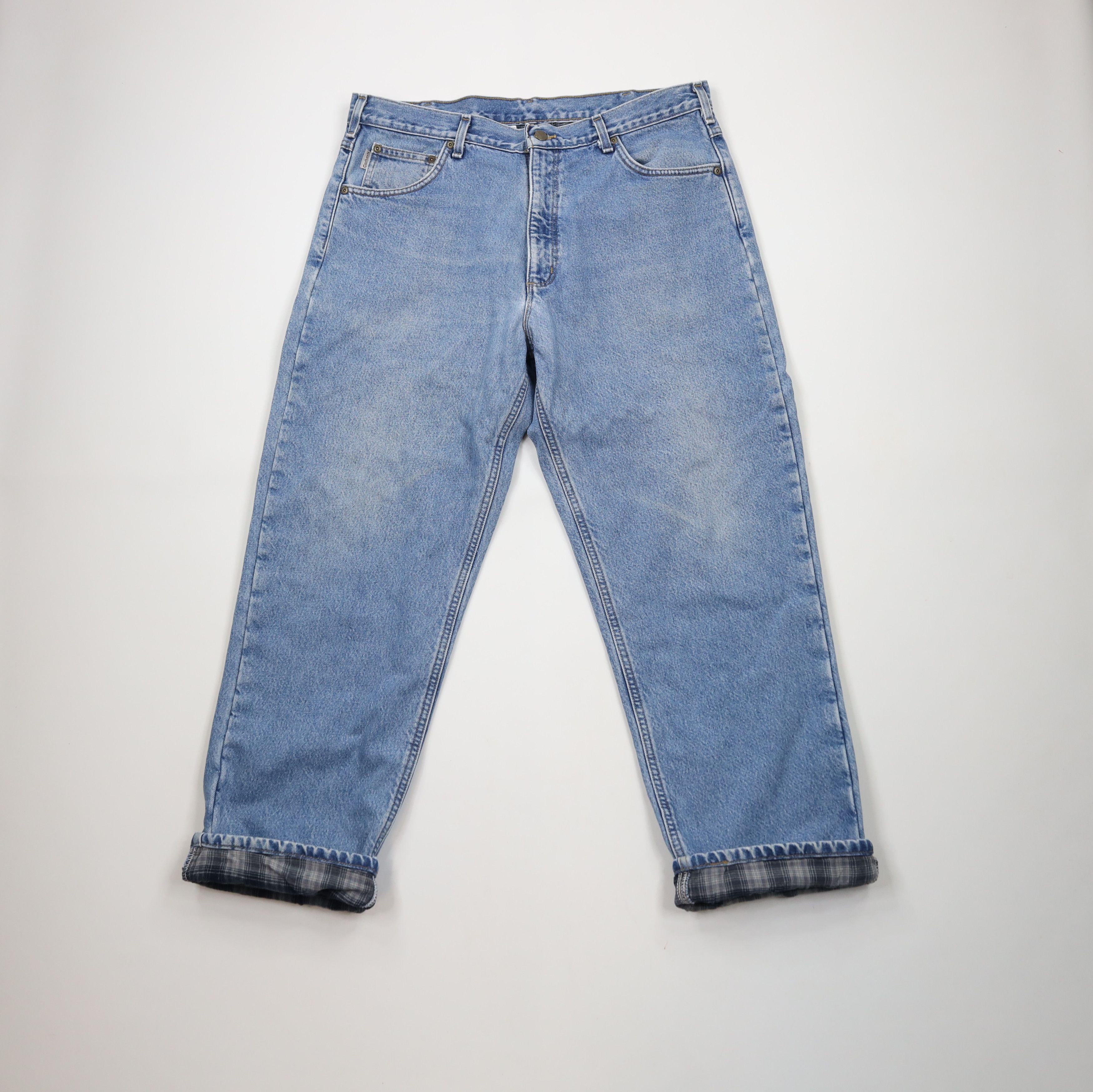 Carhartt × Vintage Vintage Carhartt Flannel Lined Relaxed Fit Wide Leg Jeans Size US 38 / EU 54 - 1 Thumbnail