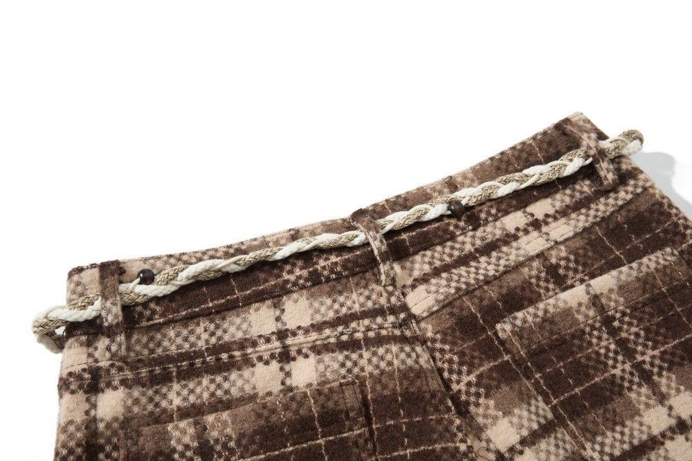 Vintage Men's loose wide-leg drawstring plaid casual loose trousers Size US 32 / EU 48 - 4 Thumbnail