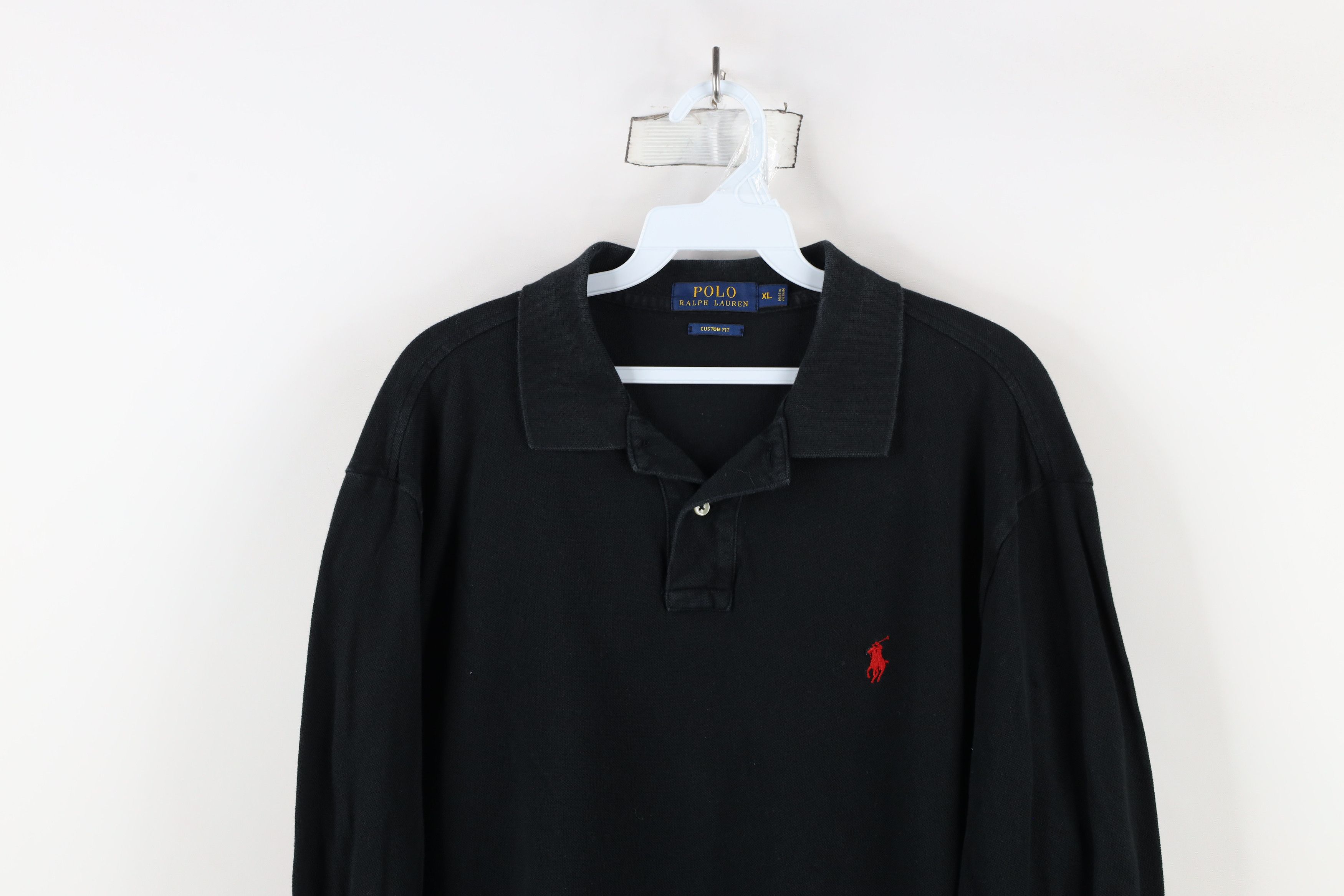 Polo Ralph Lauren Vintage Ralph Lauren Fit Long Sleeve Rugby Polo Shirt Black Size US XL / EU 56 / 4 - 2 Thumbnail