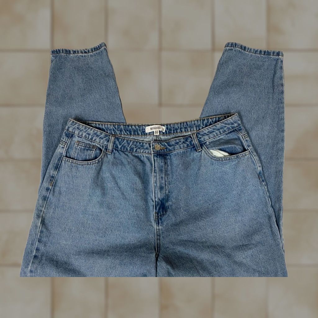 Missguided Missguided Jeans 14 Blue Denim Straight Womens Regular Size 36" / US 14 / IT 50 - 1 Thumbnail