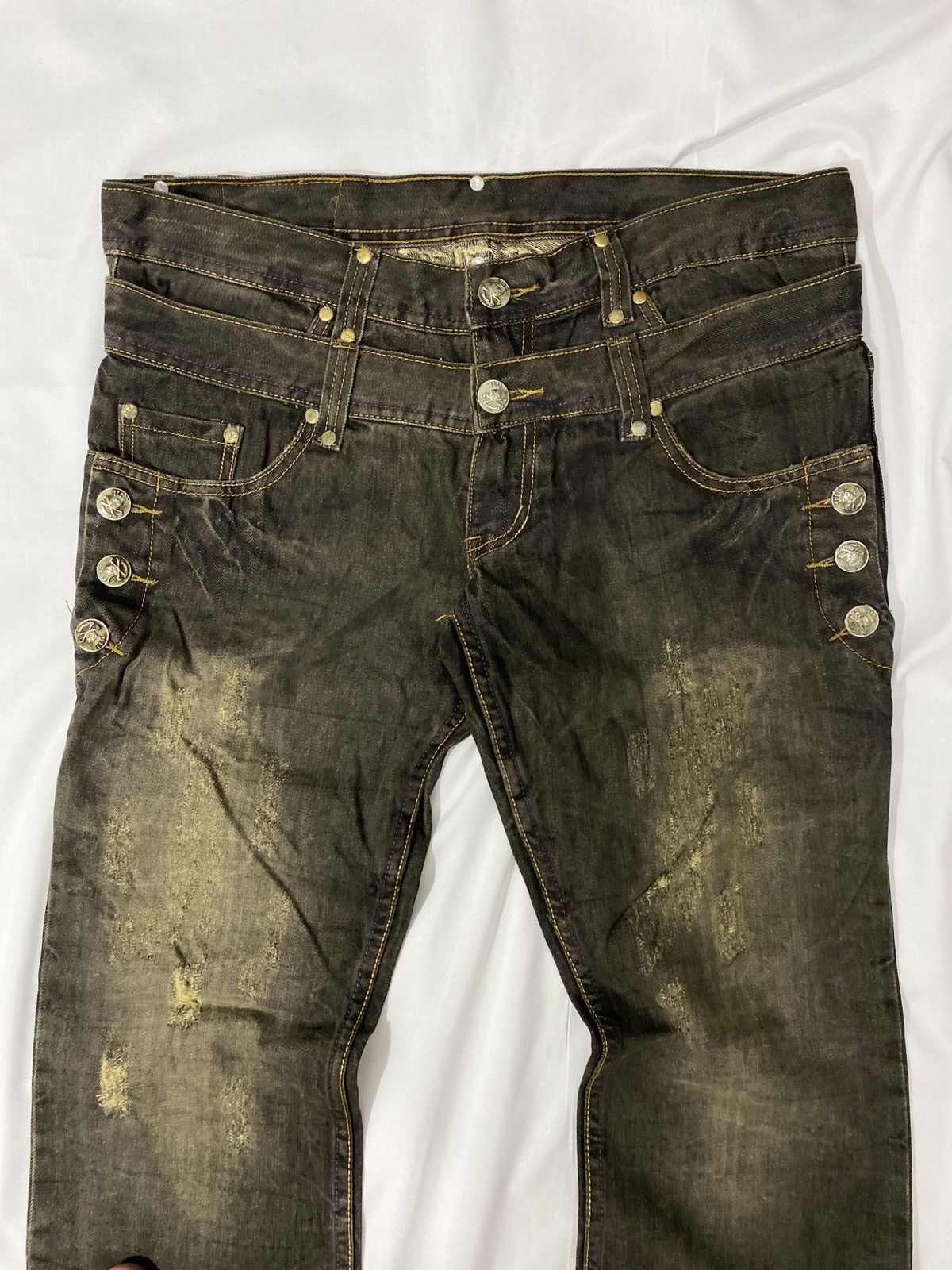 Tornado Mart Japanese Double Waist Flared Denim Pants Size US 33 - 2 Thumbnail