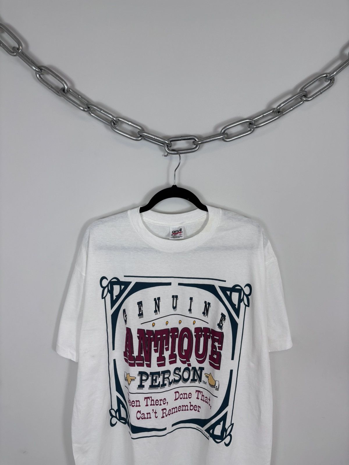 Anvil Vintage 1993 Genuine Antique Person White Single Stitch Tee Size US XL / EU 56 / 4 - 2 Thumbnail