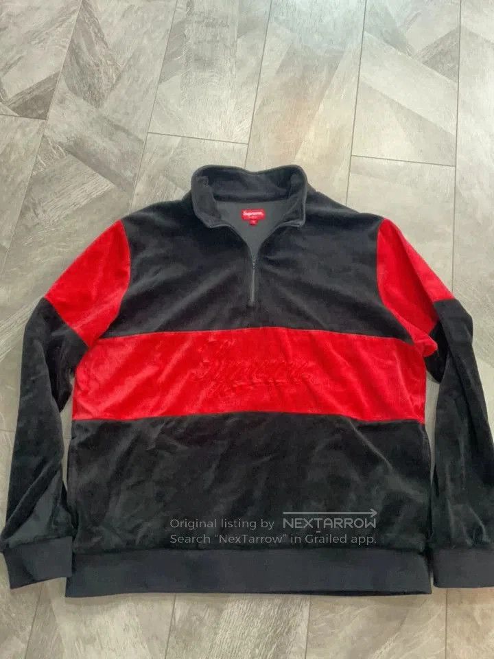 Supreme Supreme Velvet High Neck Black Red Hoodie. Size US XL / EU 56 / 4 - 2 Thumbnail